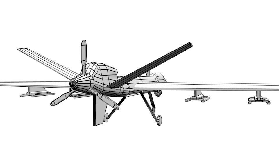 Low Poly MQ-9 Reaper UAV Drone Low-poly 3D model_17