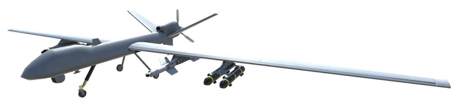 Low Poly MQ-9 Reaper UAV Drone Low-poly 3D model_12