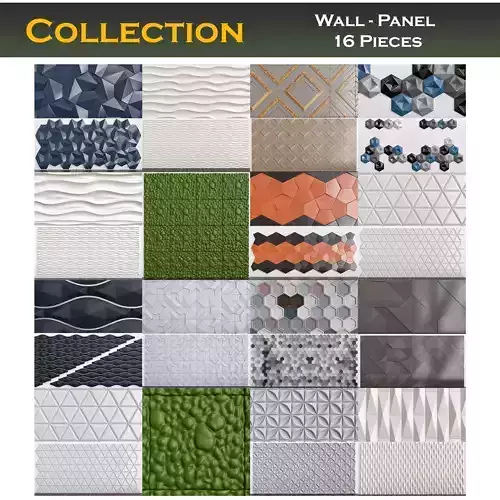 Collection of Wall panel 3d model 16 pieces