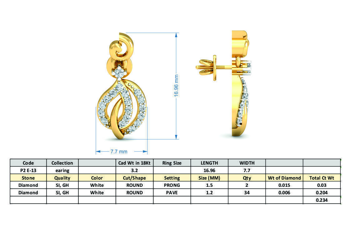 Women light earrings 3dm stl render detail 3D print model 3D print model_3