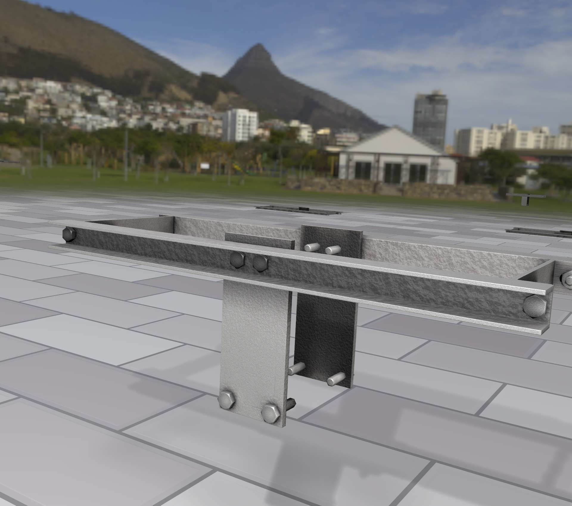 Concrete Power Pole Cross Connection 9 - Object 120 Low-poly 3D model_24