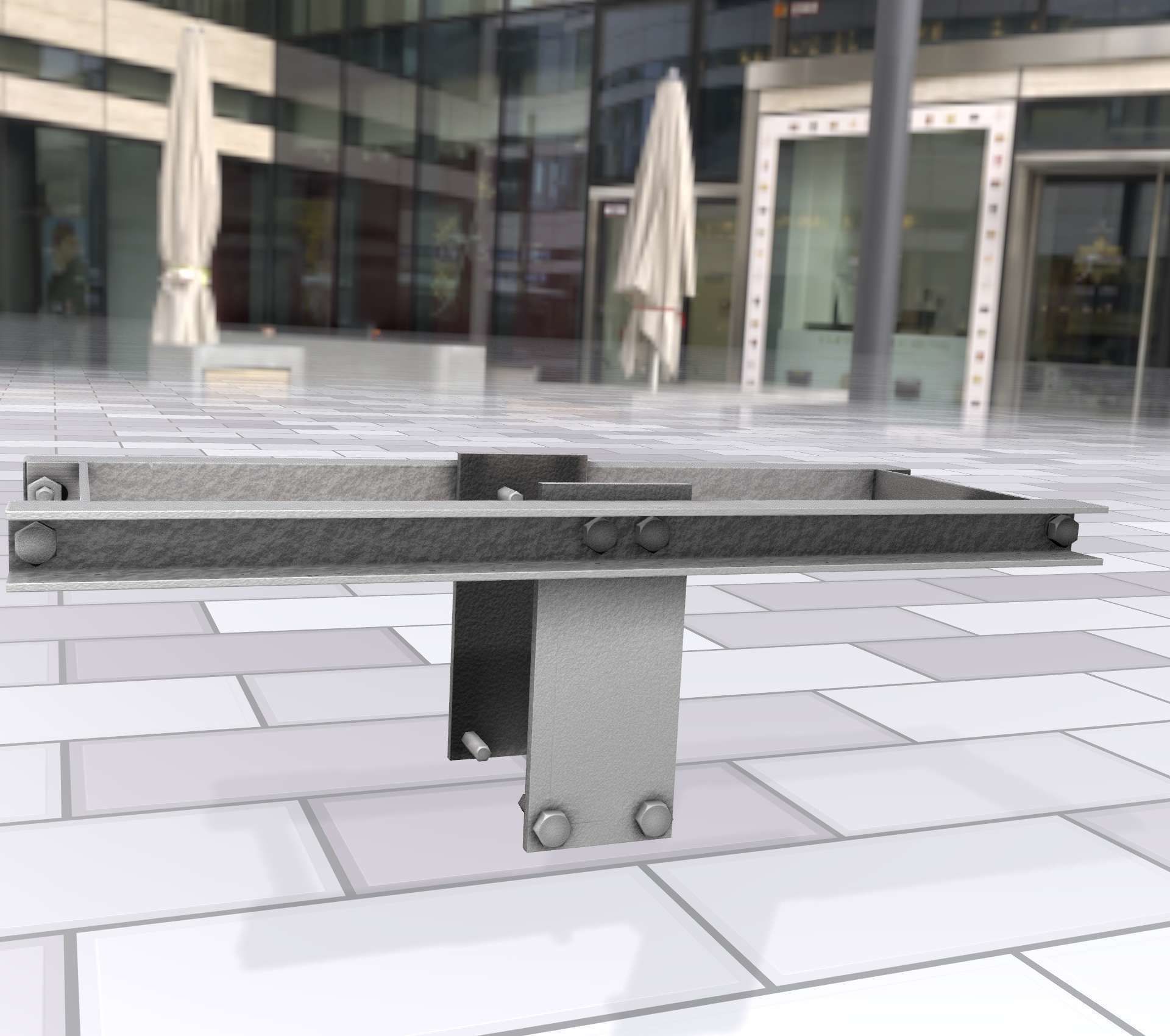 Concrete Power Pole Cross Connection 9 - Object 120 Low-poly 3D model_12