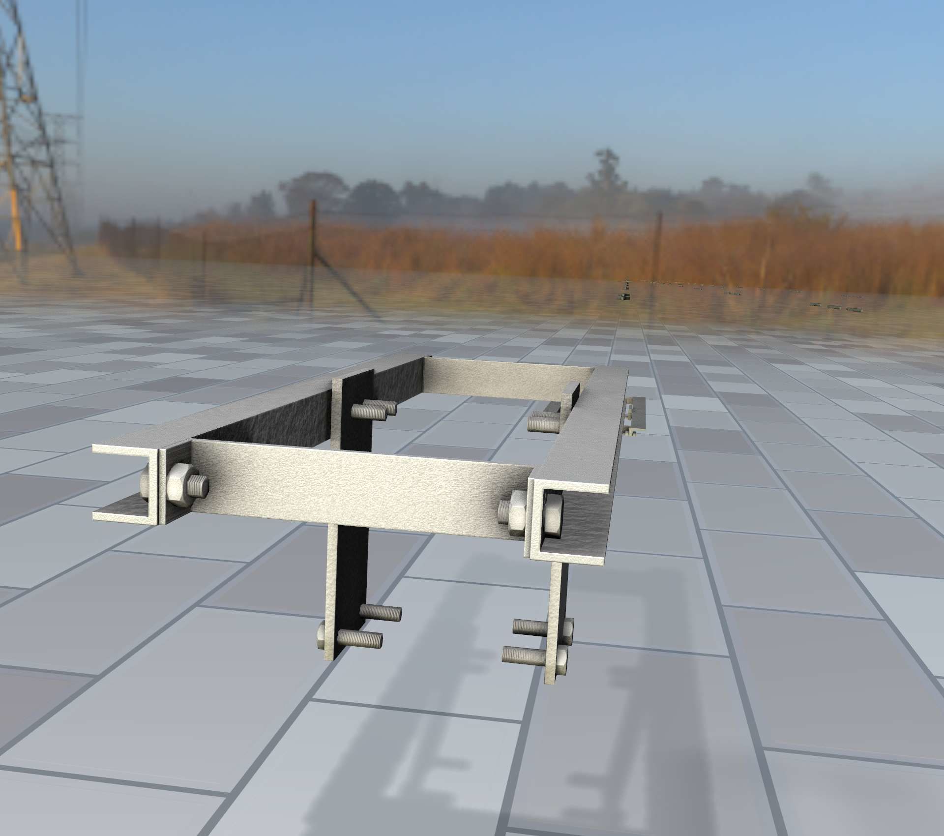 Concrete Power Pole Cross Connection 9 - Object 120 Low-poly 3D model_27