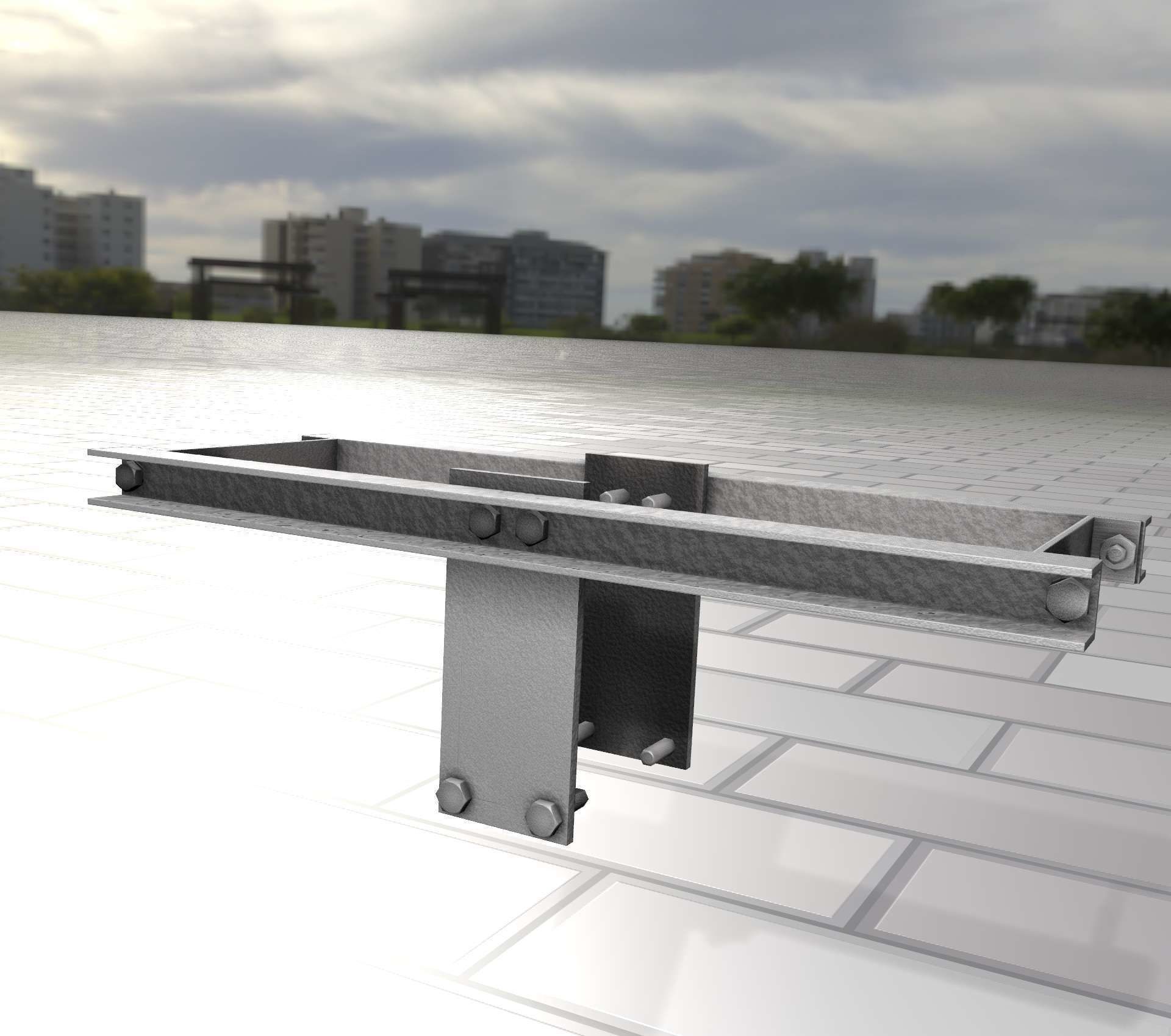 Concrete Power Pole Cross Connection 9 - Object 120 Low-poly 3D model_15