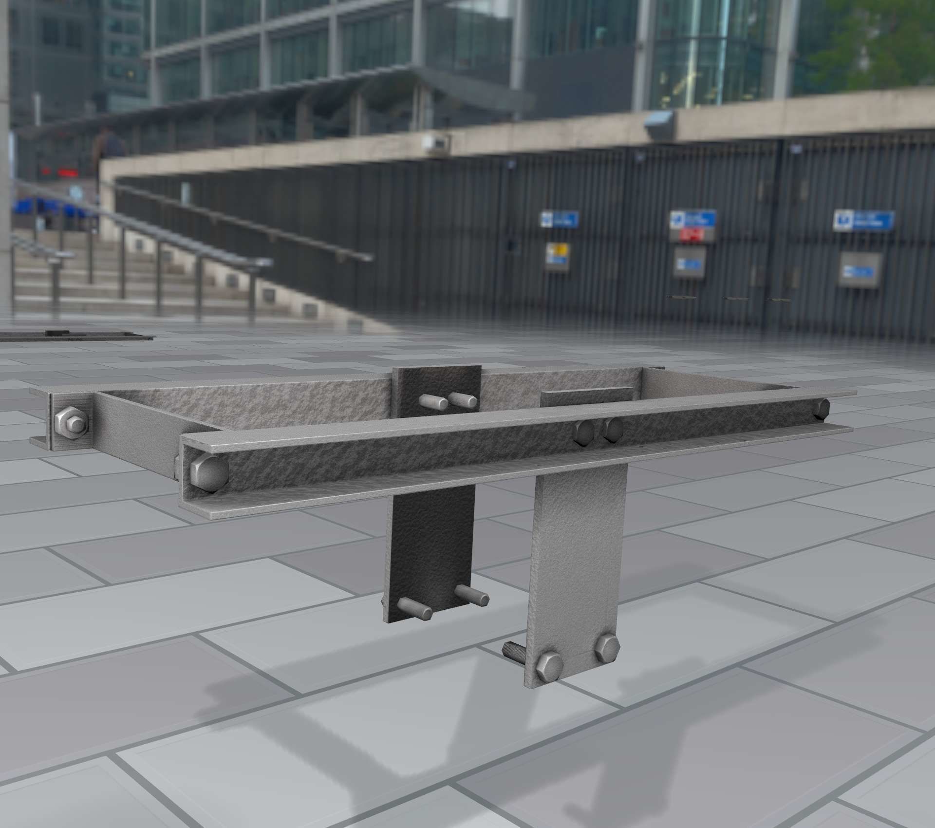 Concrete Power Pole Cross Connection 9 - Object 120 Low-poly 3D model_38