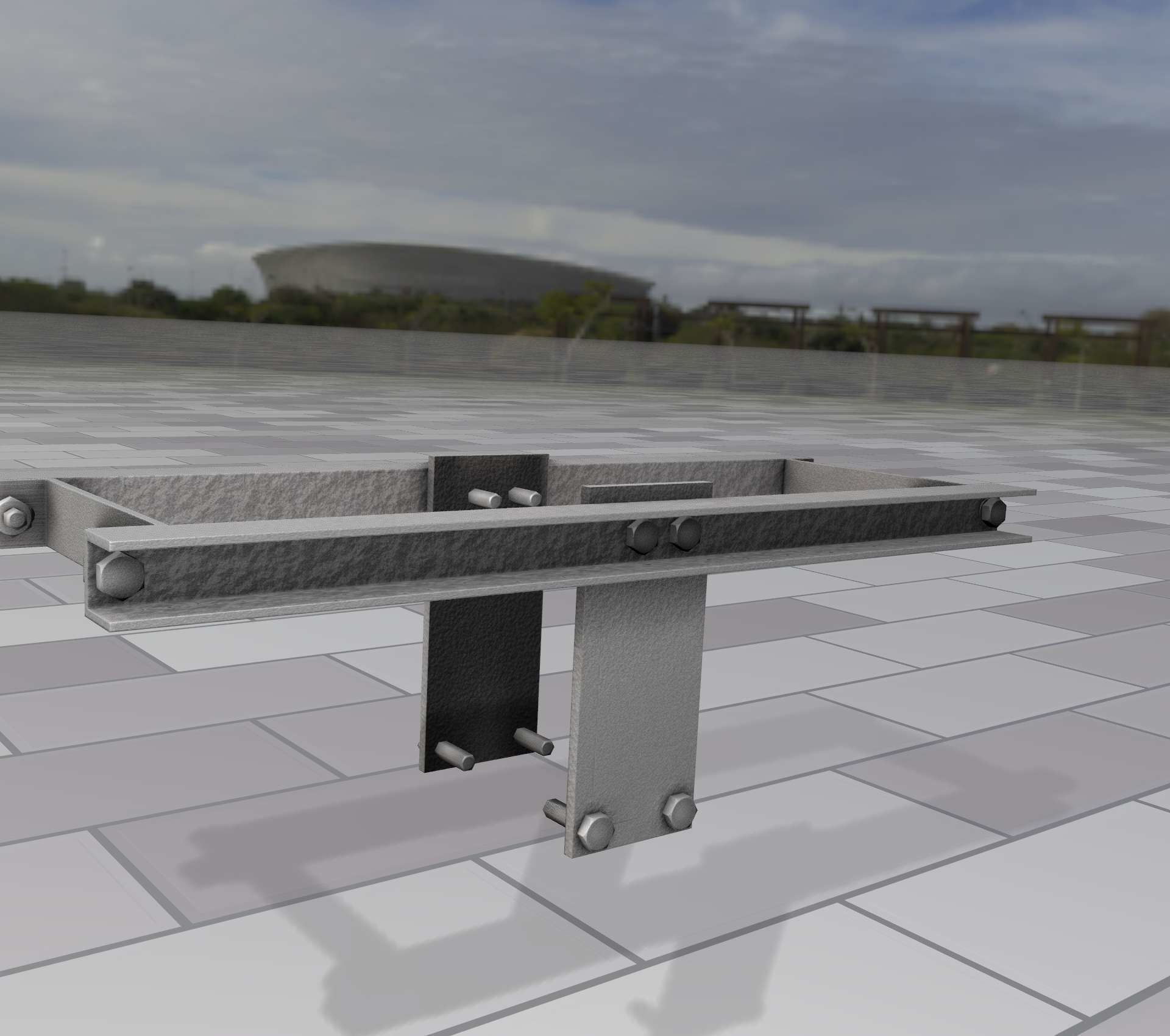 Concrete Power Pole Cross Connection 9 - Object 120 Low-poly 3D model_29