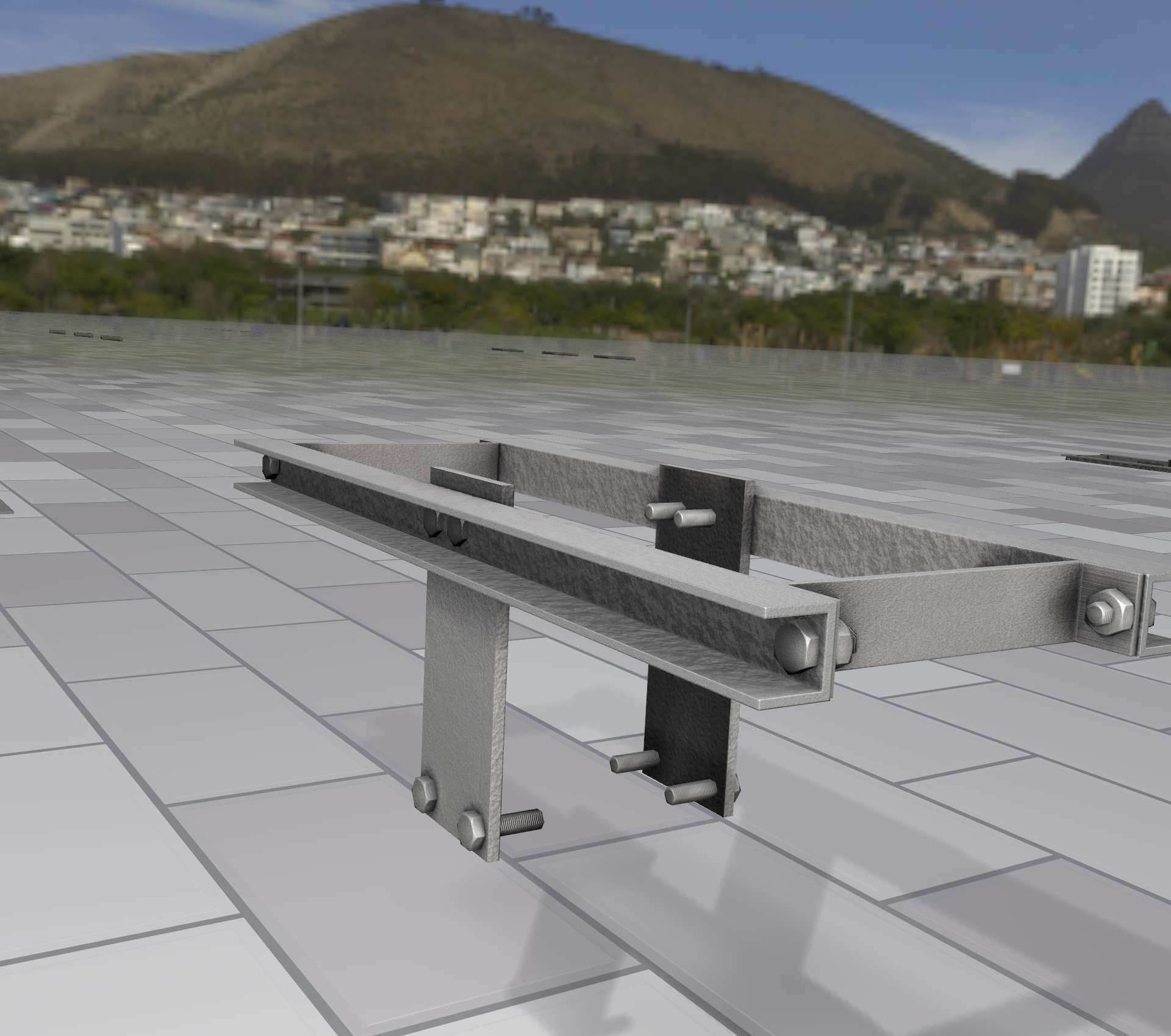 Concrete Power Pole Cross Connection 9 - Object 120 Low-poly 3D model_47