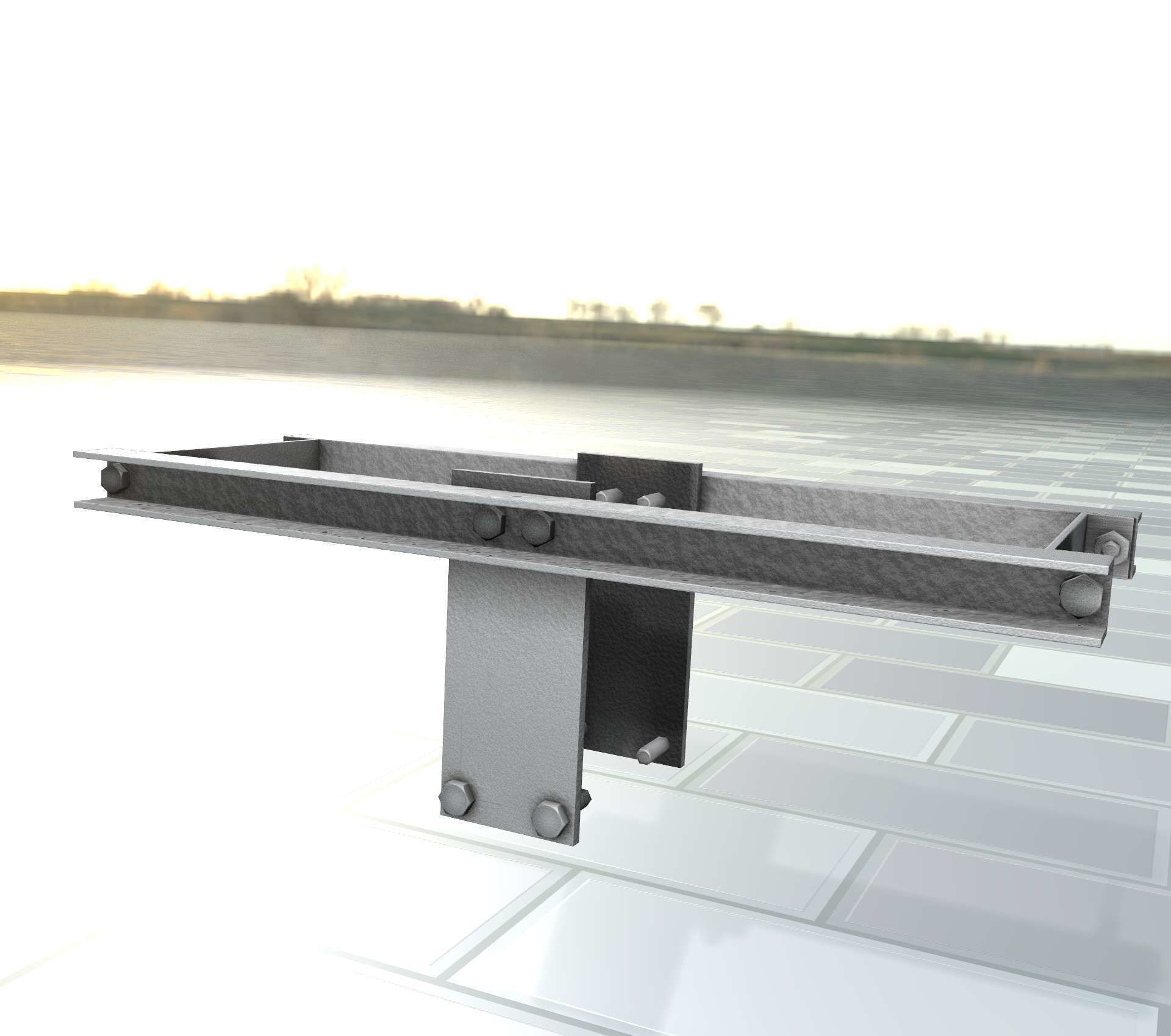 Concrete Power Pole Cross Connection 9 - Object 120 Low-poly 3D model_32