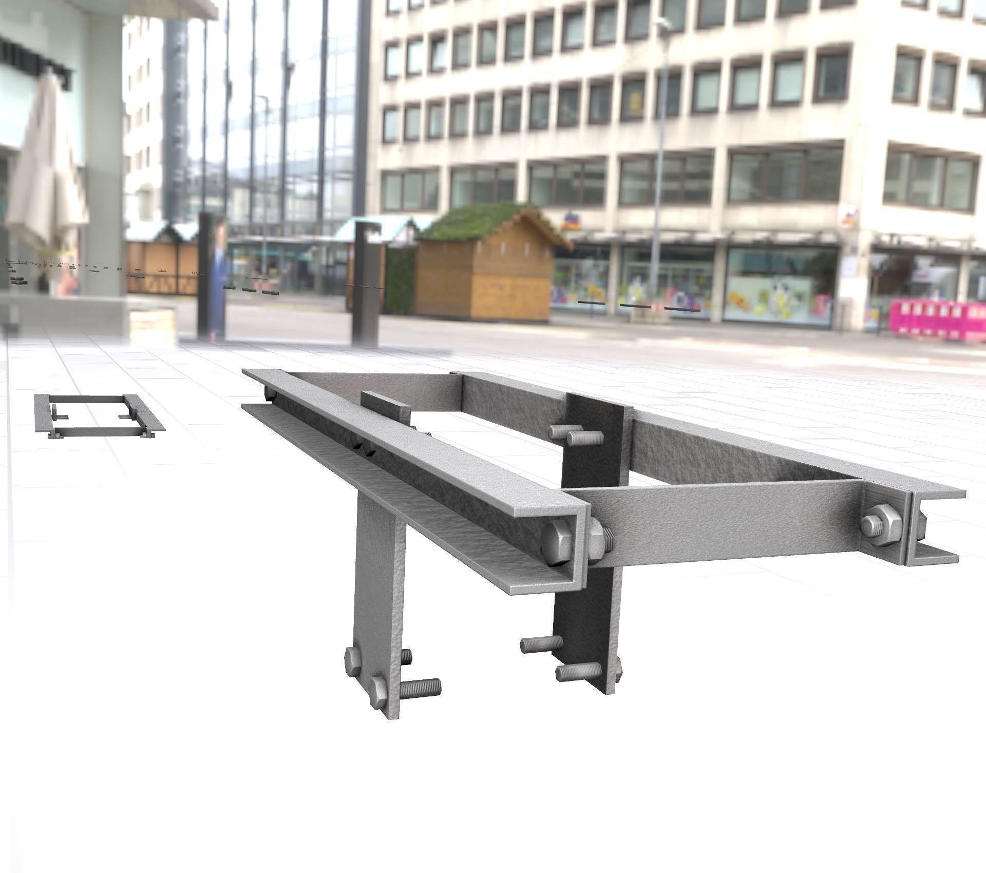 Concrete Power Pole Cross Connection 9 - Object 120 Low-poly 3D model_4