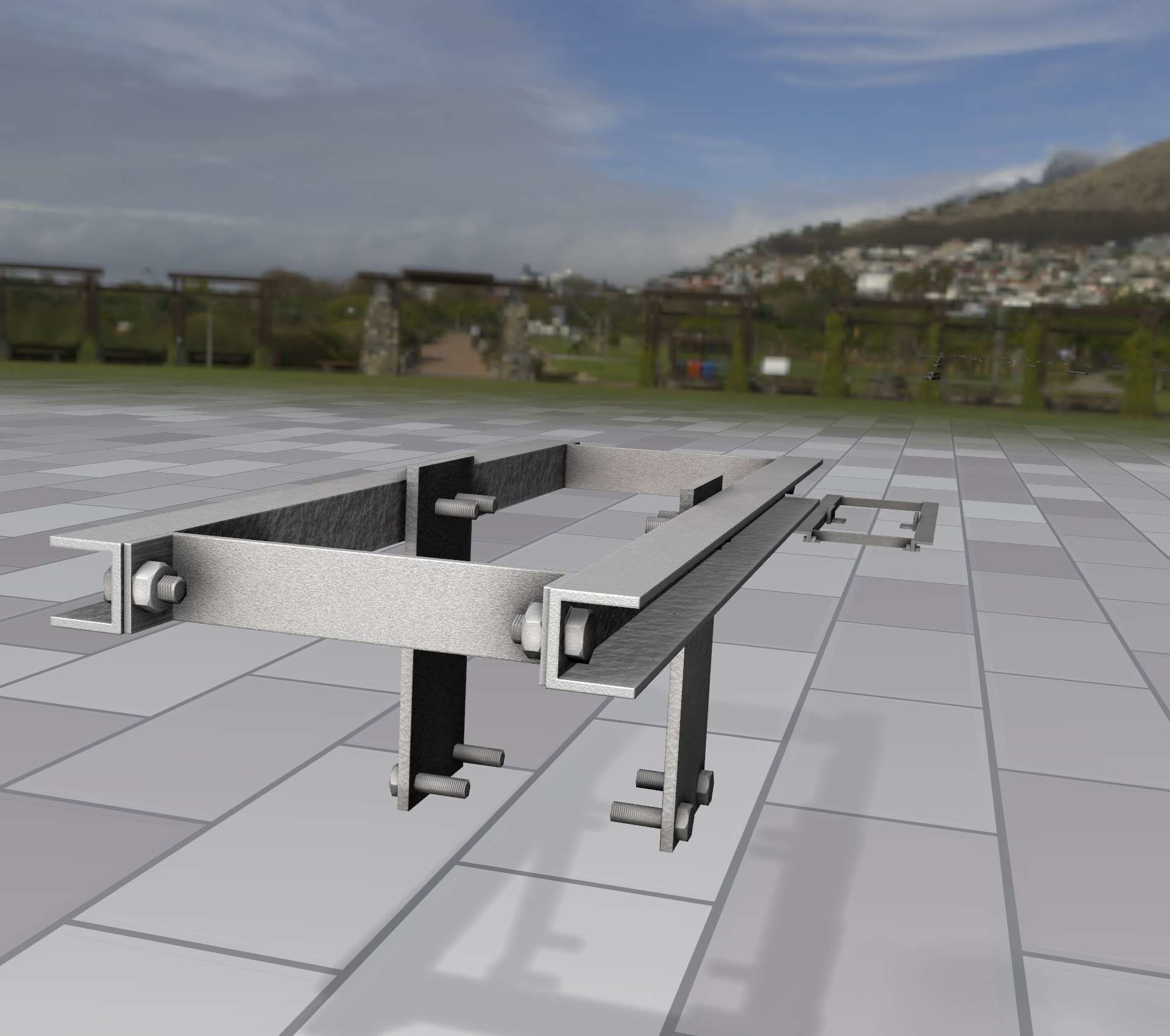 Concrete Power Pole Cross Connection 9 - Object 120 Low-poly 3D model_9