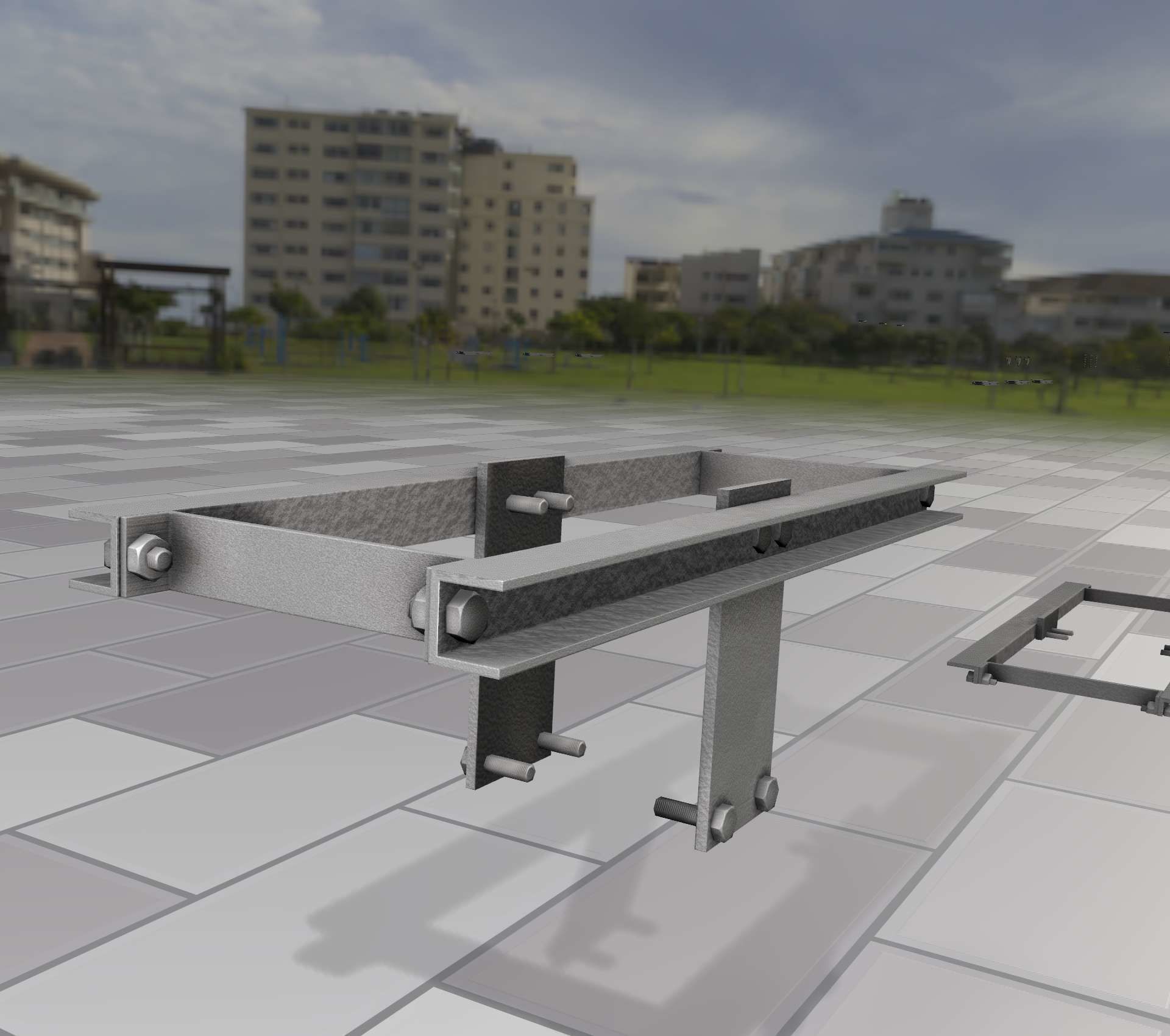 Concrete Power Pole Cross Connection 9 - Object 120 Low-poly 3D model_37