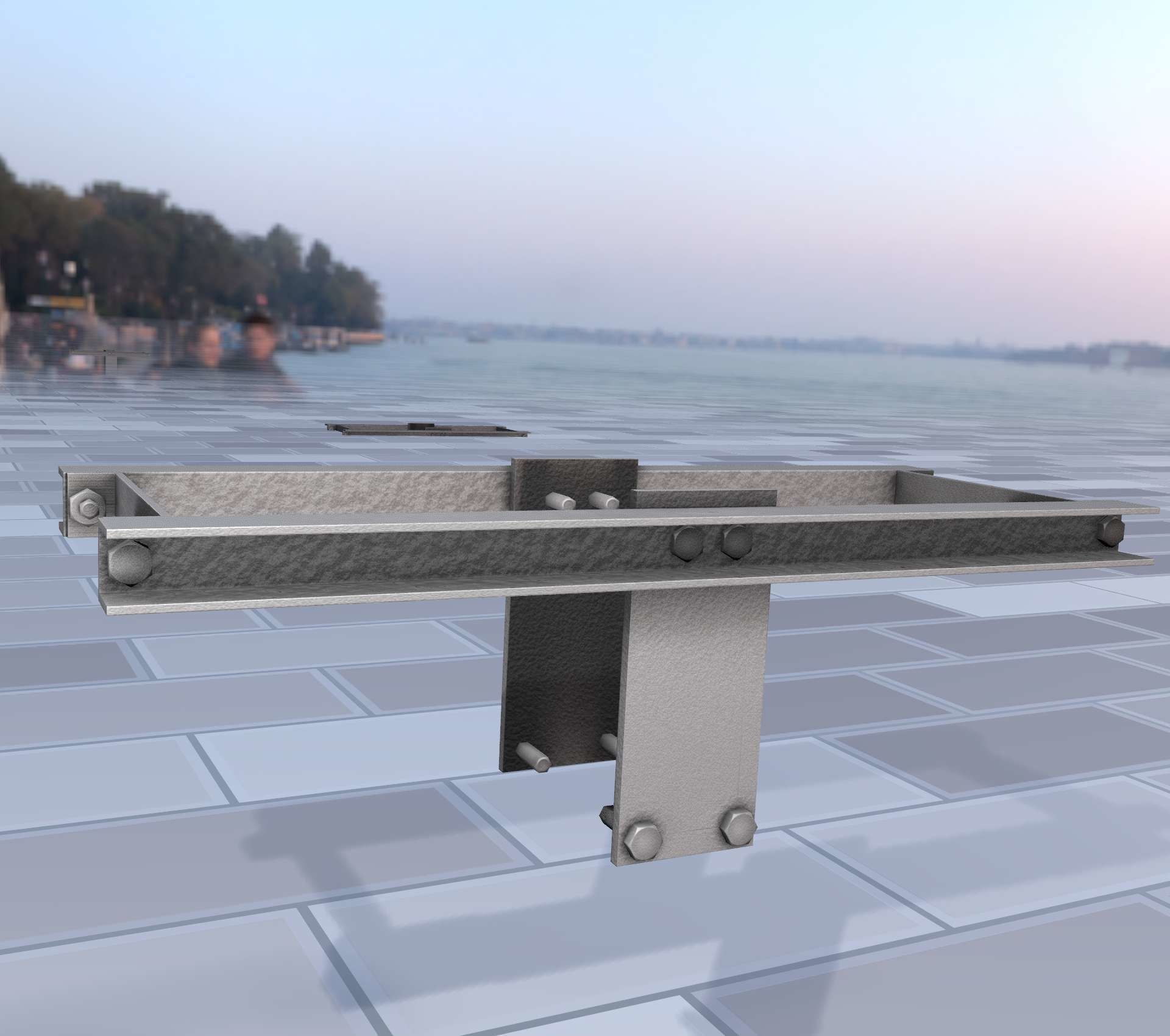 Concrete Power Pole Cross Connection 9 - Object 120 Low-poly 3D model_39