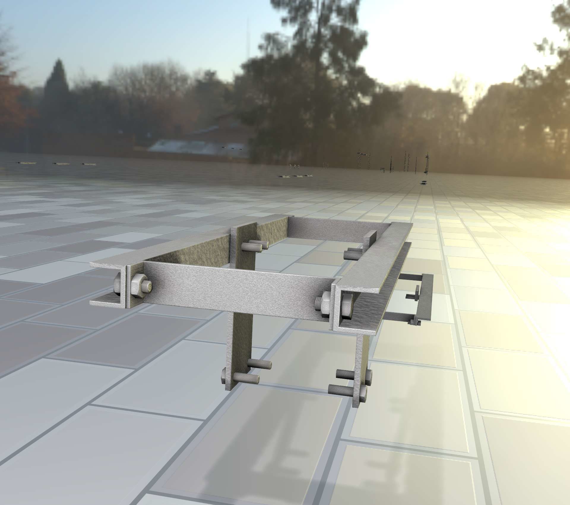 Concrete Power Pole Cross Connection 9 - Object 120 Low-poly 3D model_36