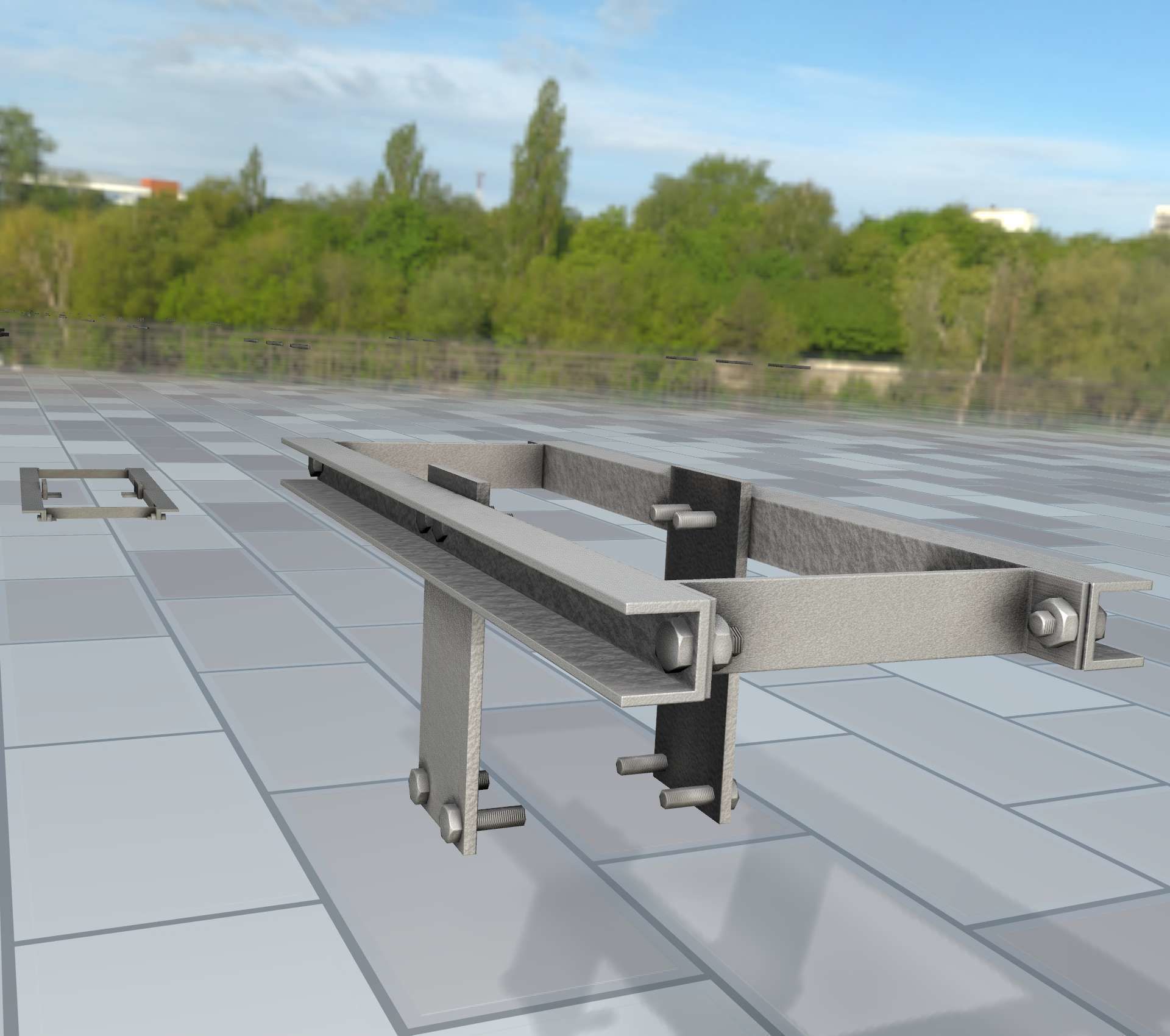 Concrete Power Pole Cross Connection 9 - Object 120 Low-poly 3D model_50