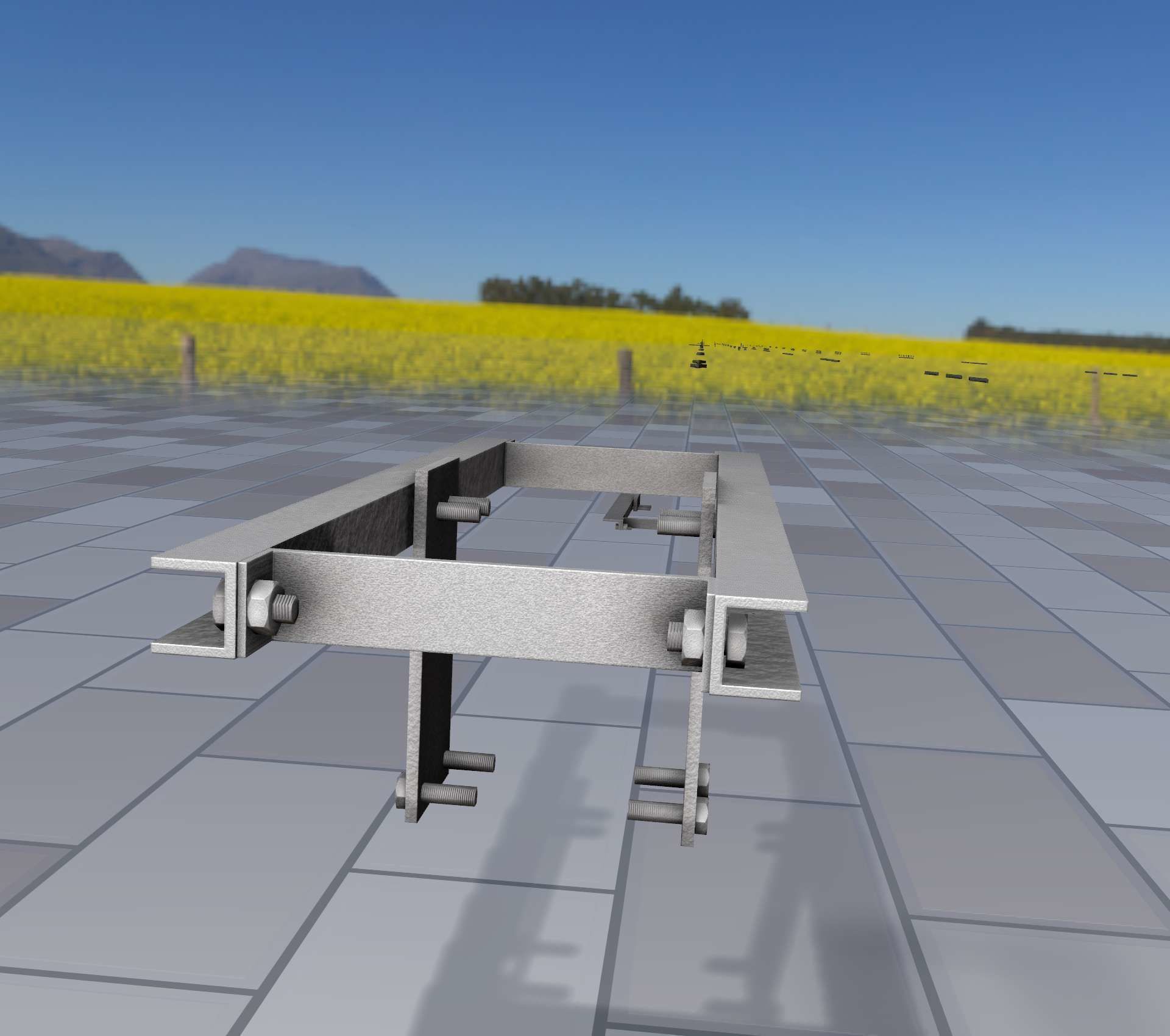 Concrete Power Pole Cross Connection 9 - Object 120 Low-poly 3D model_8