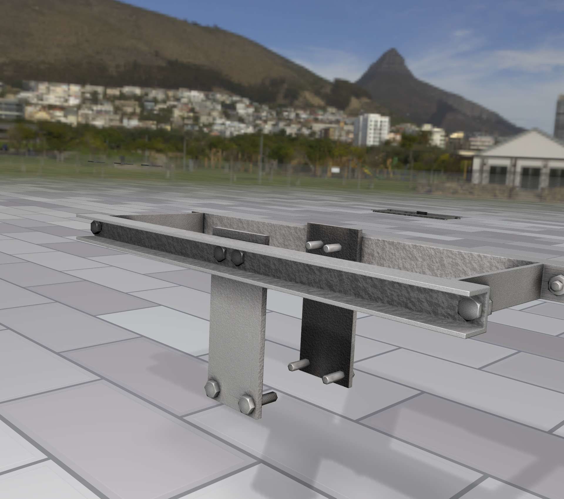 Concrete Power Pole Cross Connection 9 - Object 120 Low-poly 3D model_45