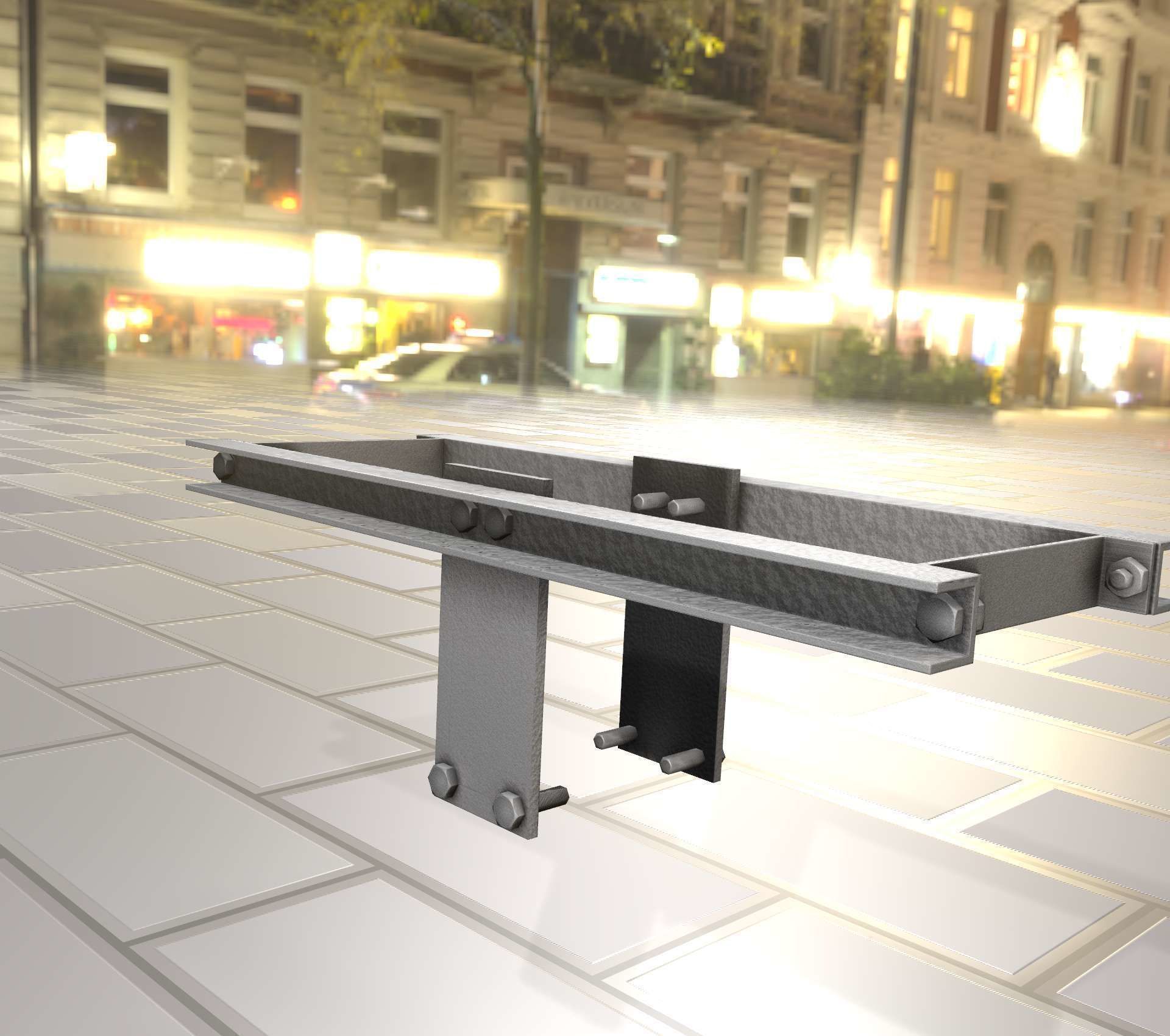 Concrete Power Pole Cross Connection 9 - Object 120 Low-poly 3D model_33