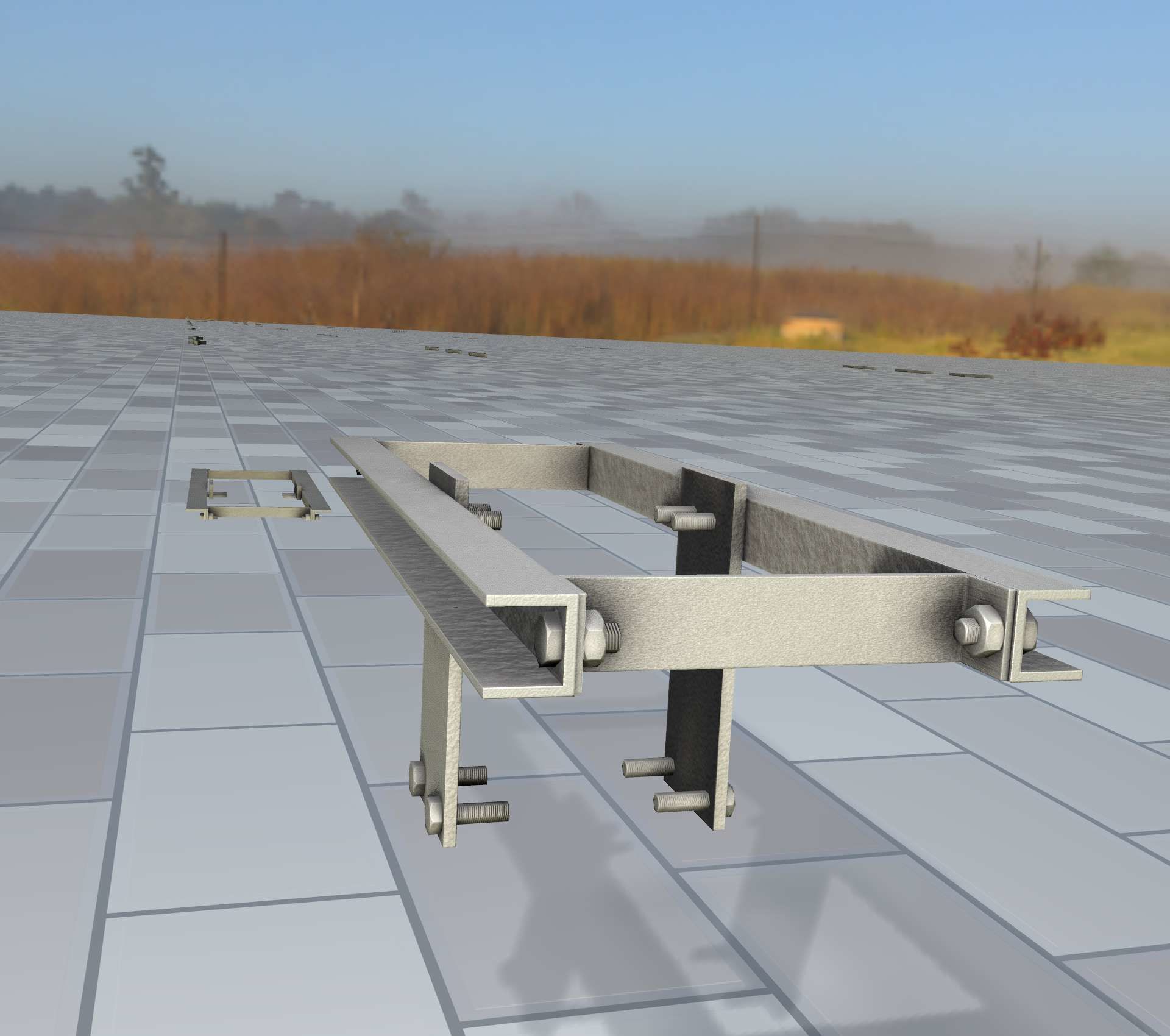 Concrete Power Pole Cross Connection 9 - Object 120 Low-poly 3D model_5