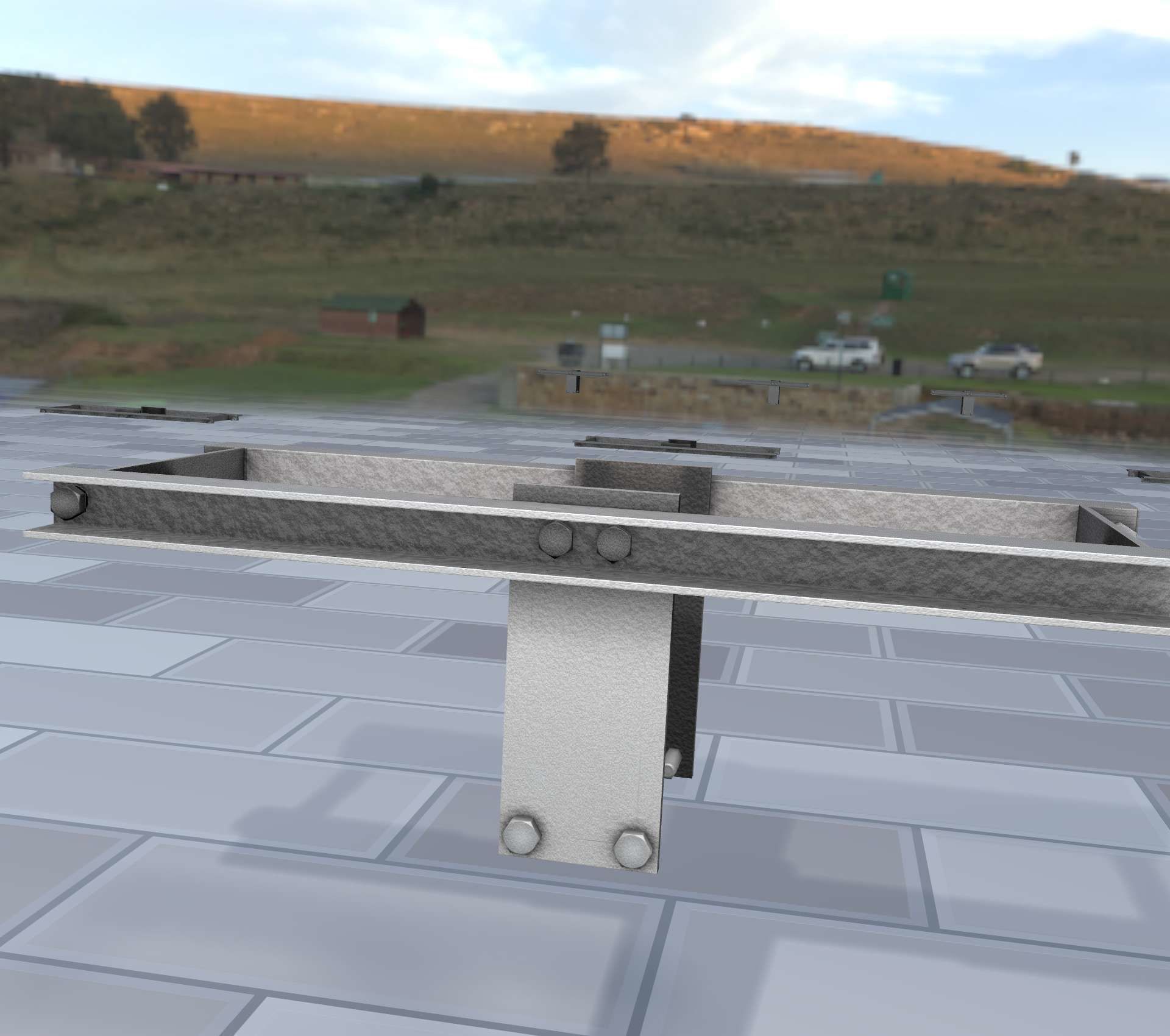 Concrete Power Pole Cross Connection 9 - Object 120 Low-poly 3D model_23