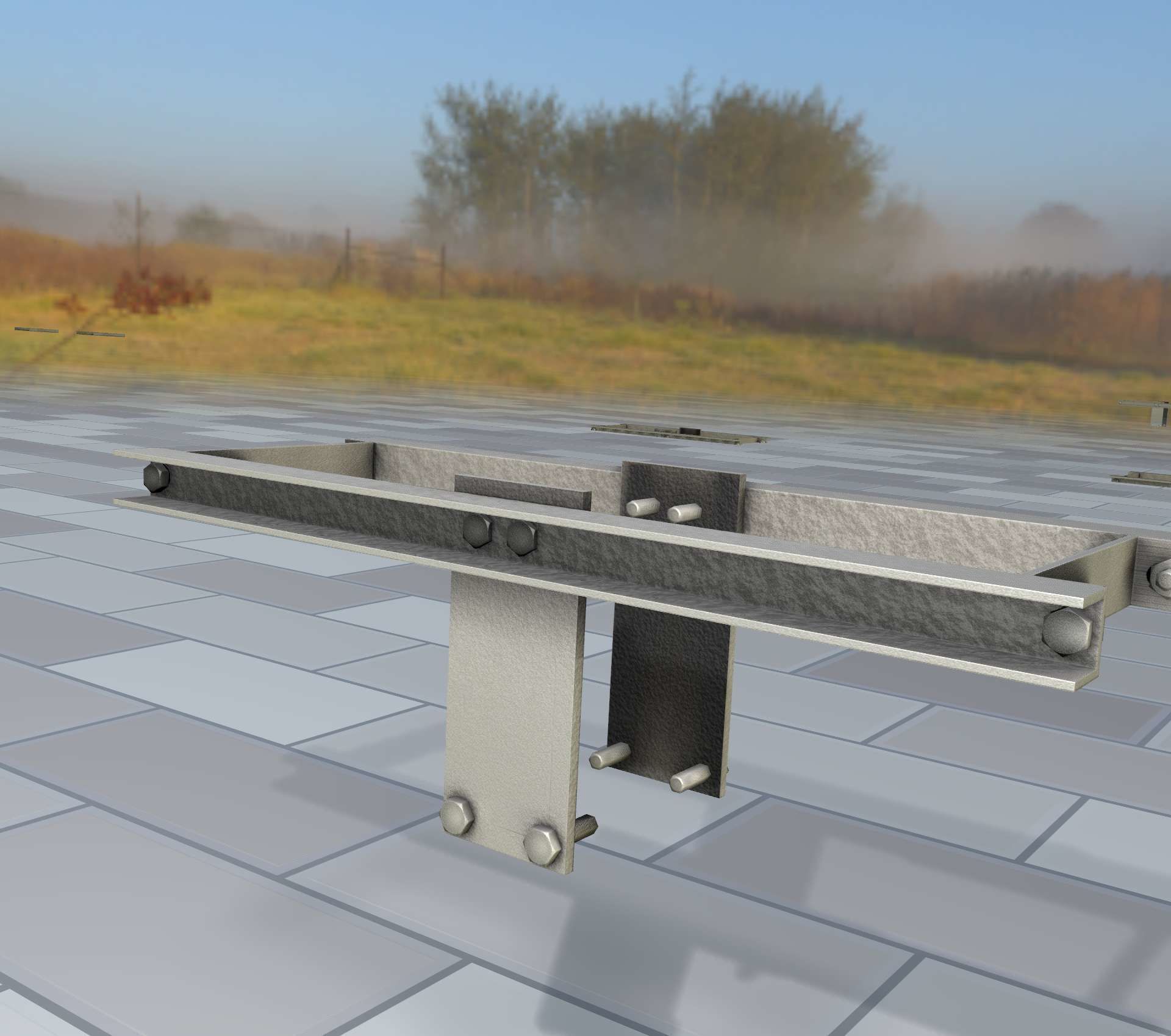 Concrete Power Pole Cross Connection 9 - Object 120 Low-poly 3D model_44