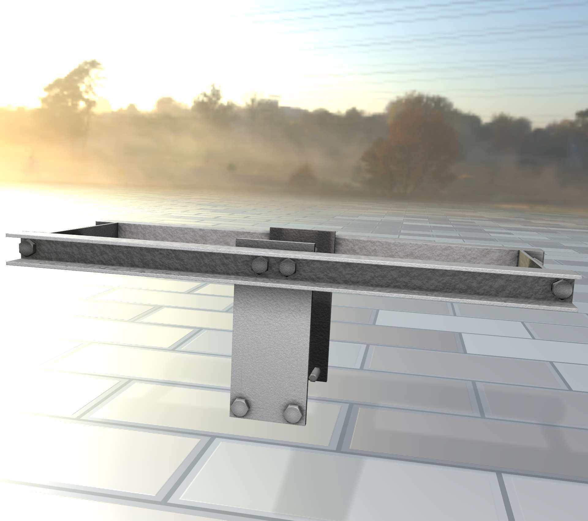 Concrete Power Pole Cross Connection 9 - Object 120 Low-poly 3D model_14