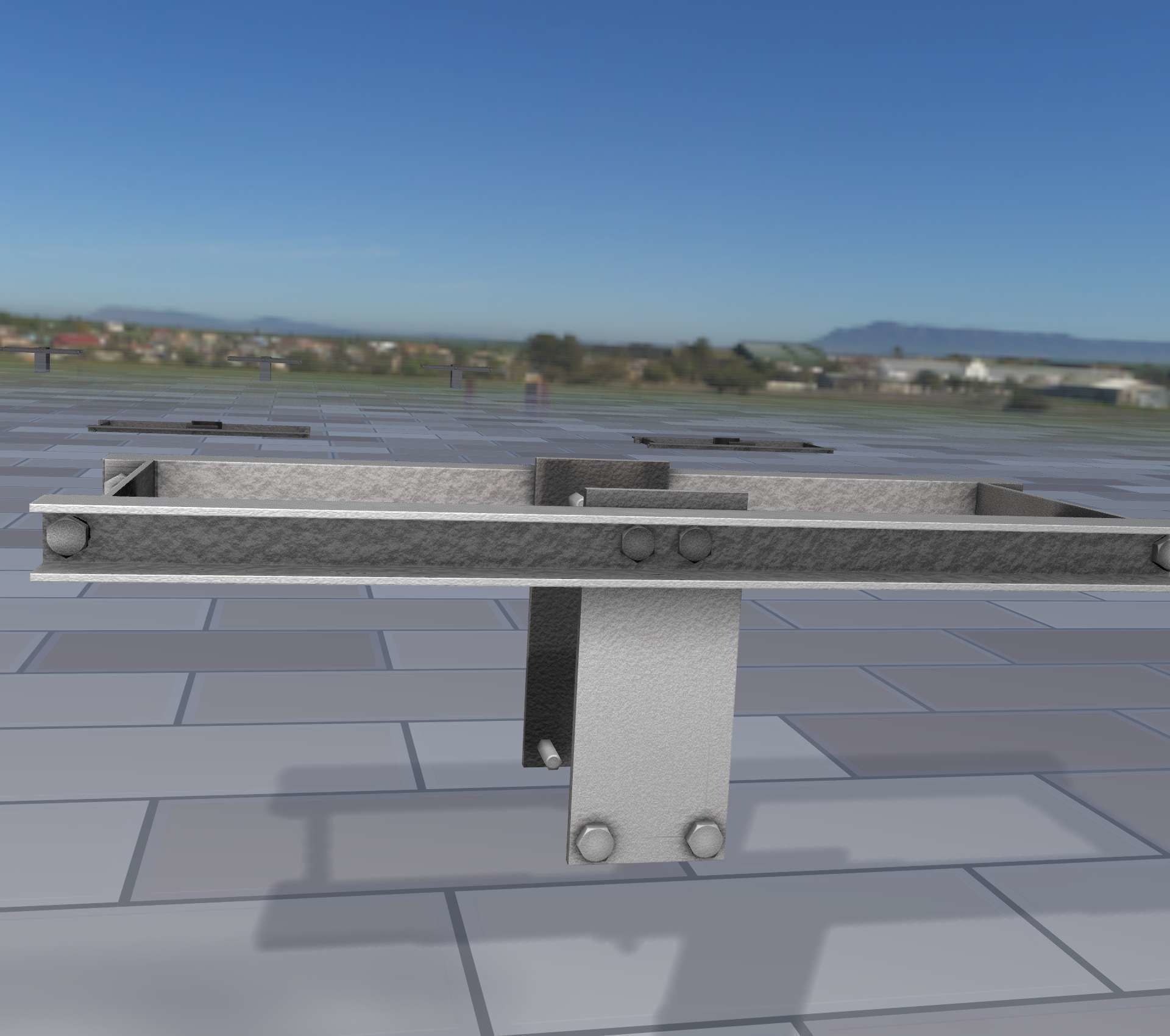 Concrete Power Pole Cross Connection 9 - Object 120 Low-poly 3D model_40