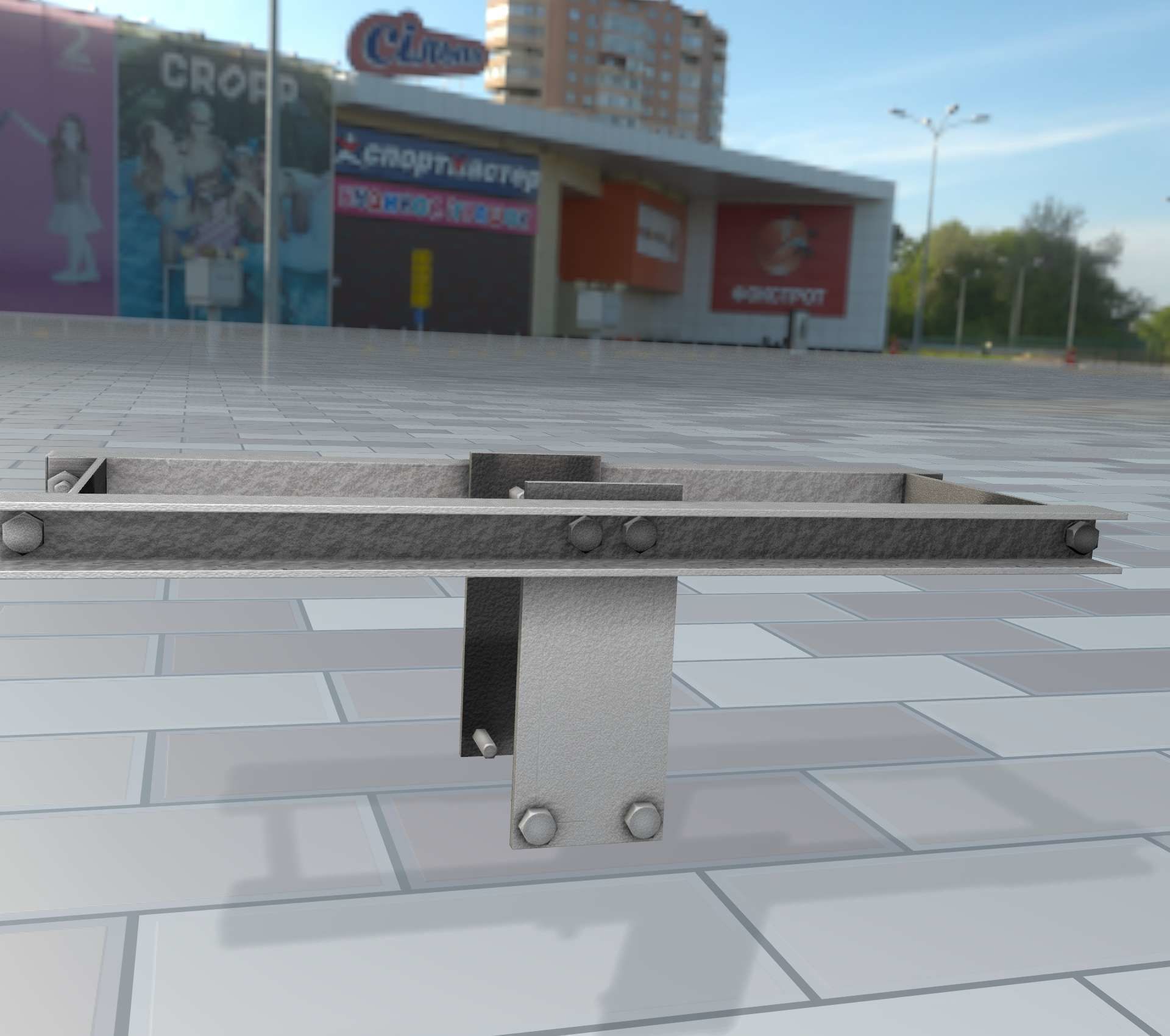 Concrete Power Pole Cross Connection 9 - Object 120 Low-poly 3D model_30