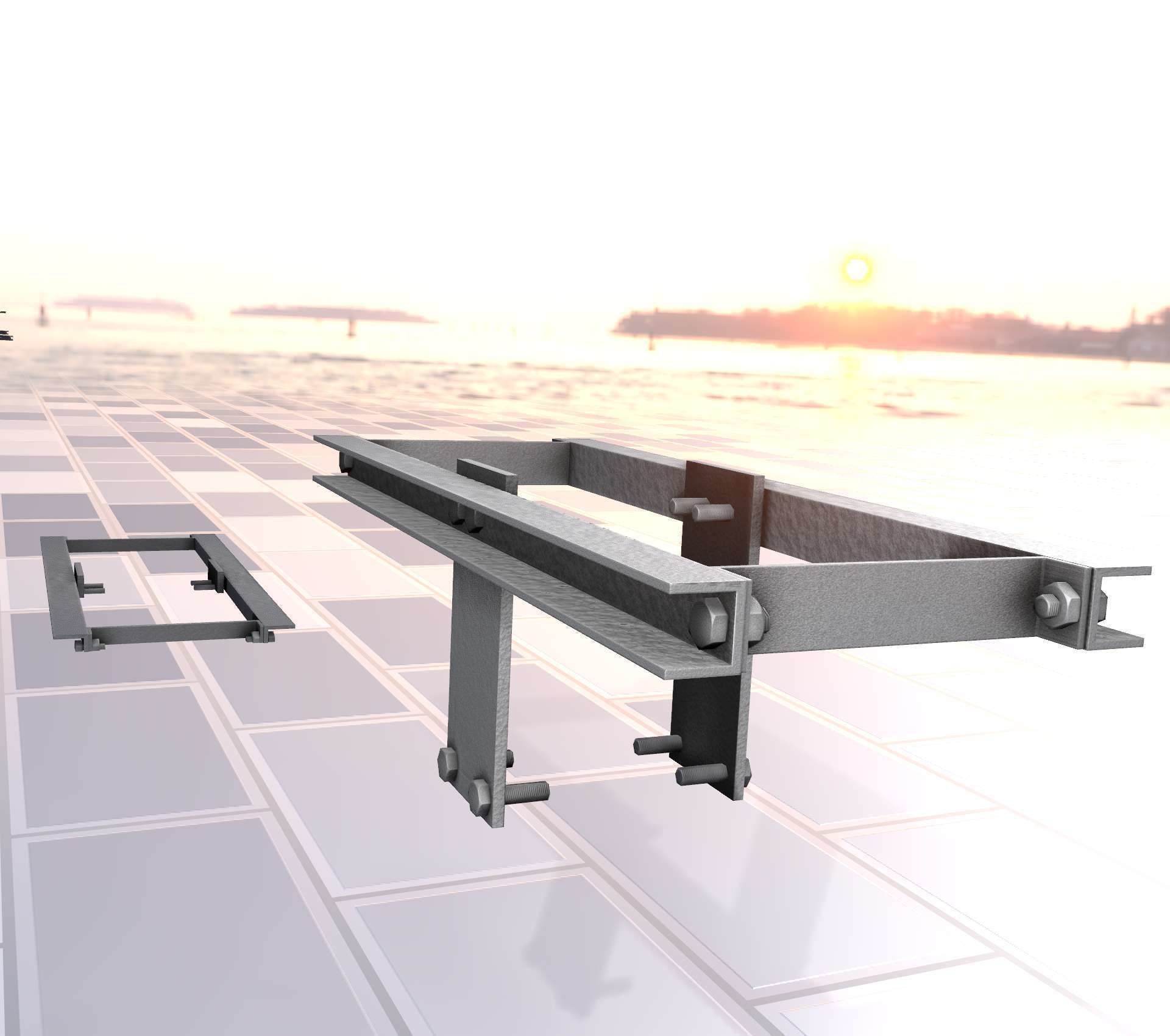 Concrete Power Pole Cross Connection 9 - Object 120 Low-poly 3D model_17