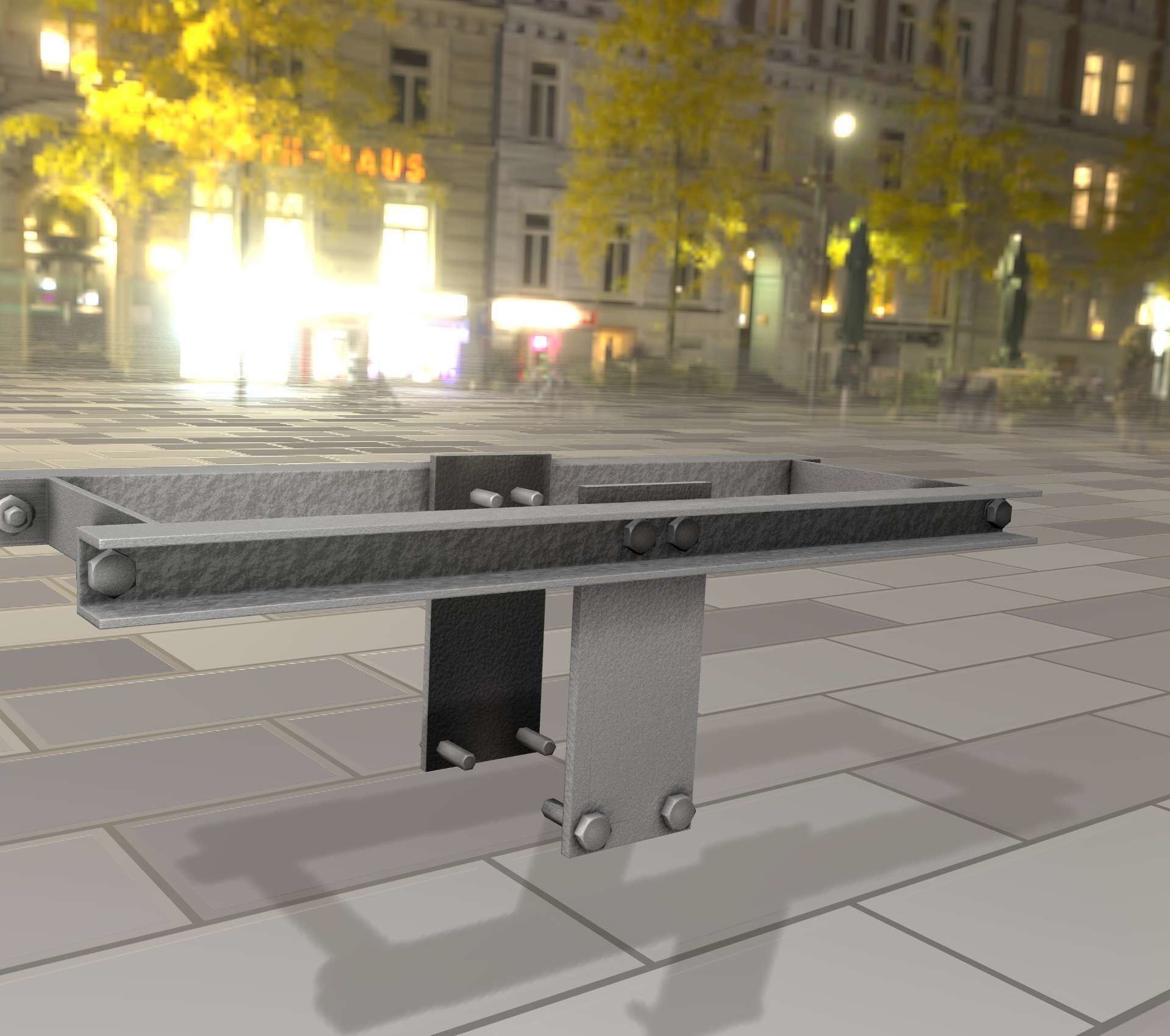 Concrete Power Pole Cross Connection 9 - Object 120 Low-poly 3D model_11