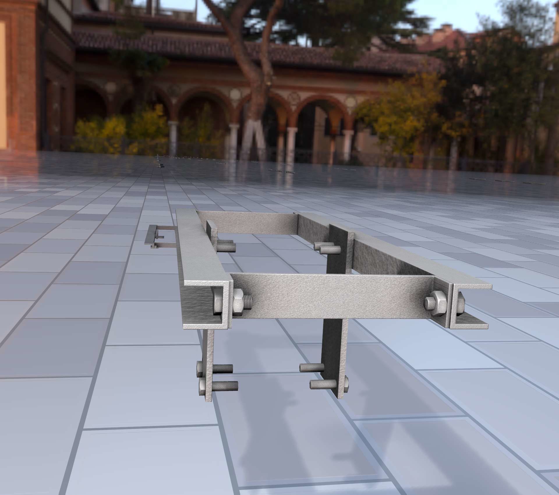 Concrete Power Pole Cross Connection 9 - Object 120 Low-poly 3D model_6