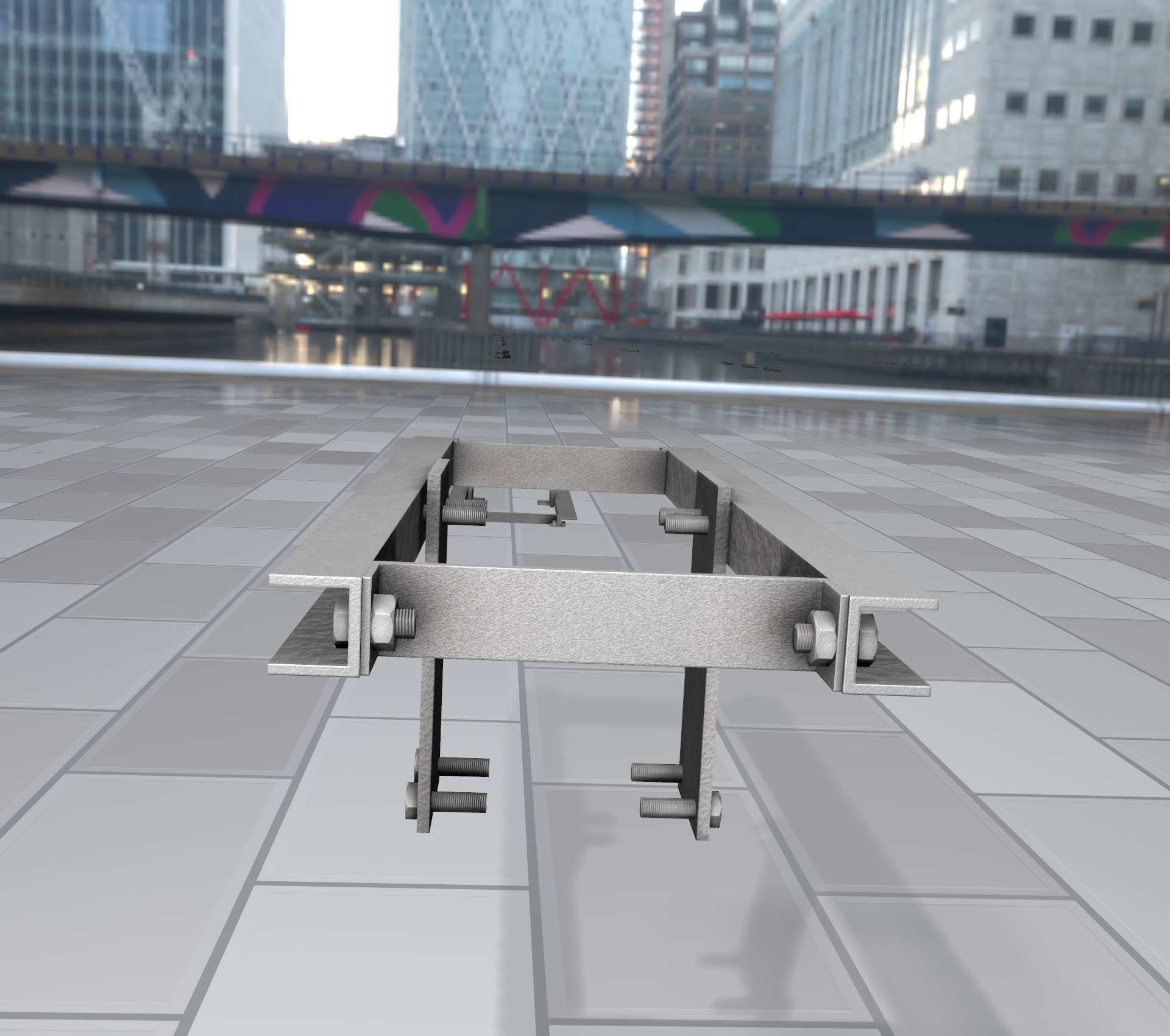 Concrete Power Pole Cross Connection 9 - Object 120 Low-poly 3D model_7