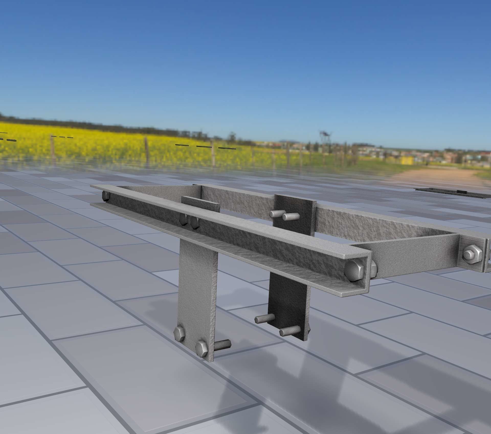 Concrete Power Pole Cross Connection 9 - Object 120 Low-poly 3D model_25