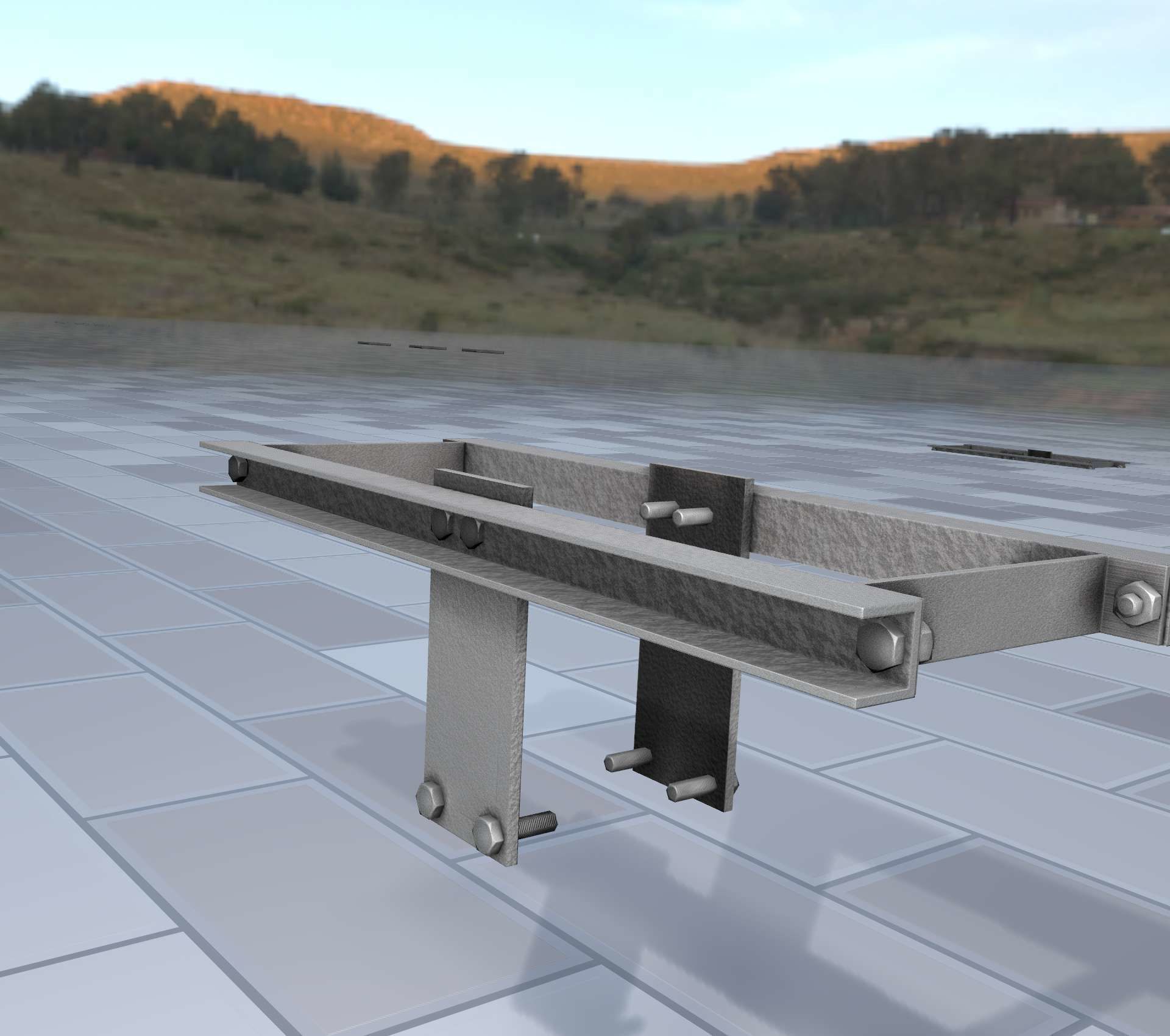 Concrete Power Pole Cross Connection 9 - Object 120 Low-poly 3D model_46