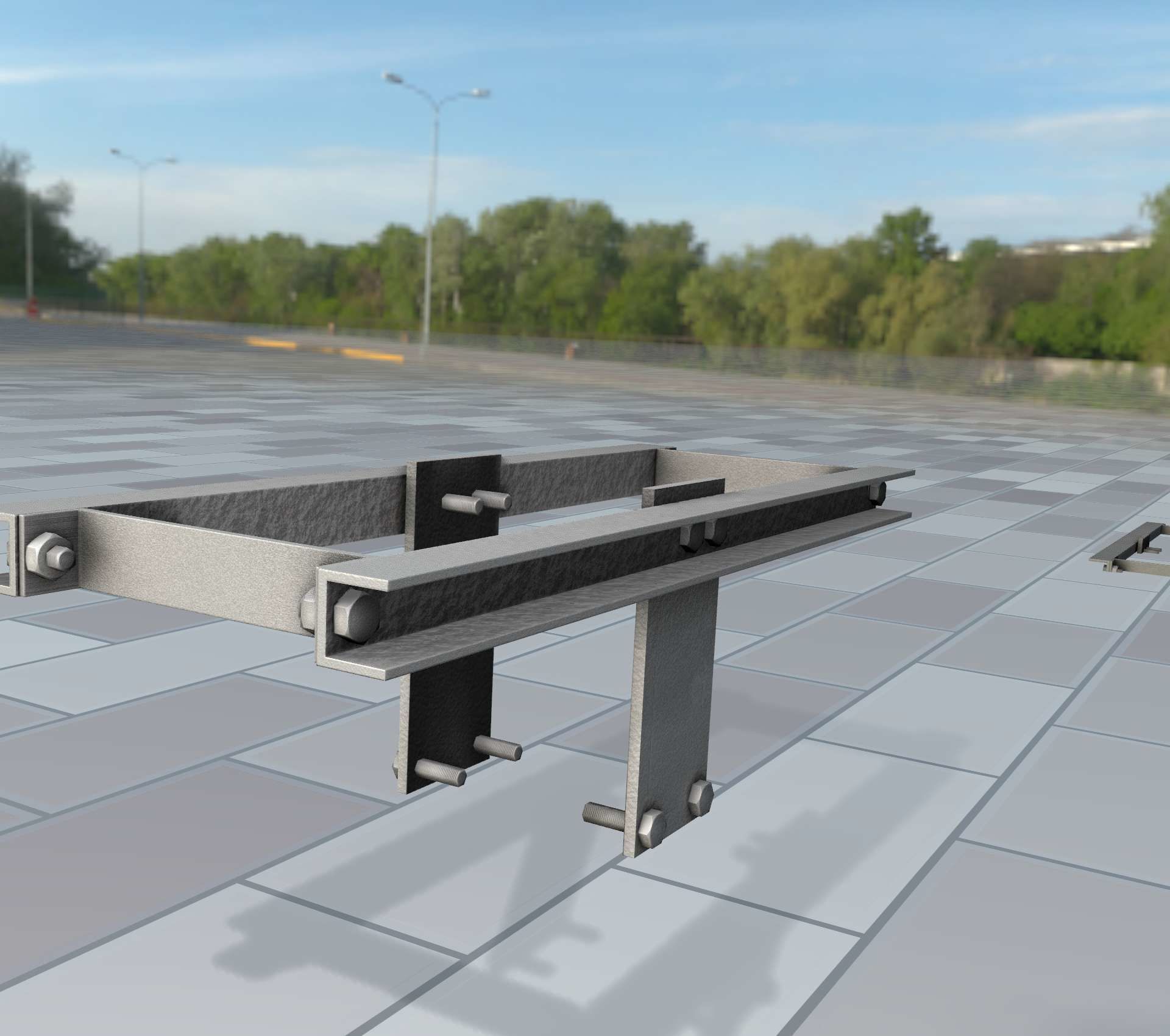 Concrete Power Pole Cross Connection 9 - Object 120 Low-poly 3D model_28