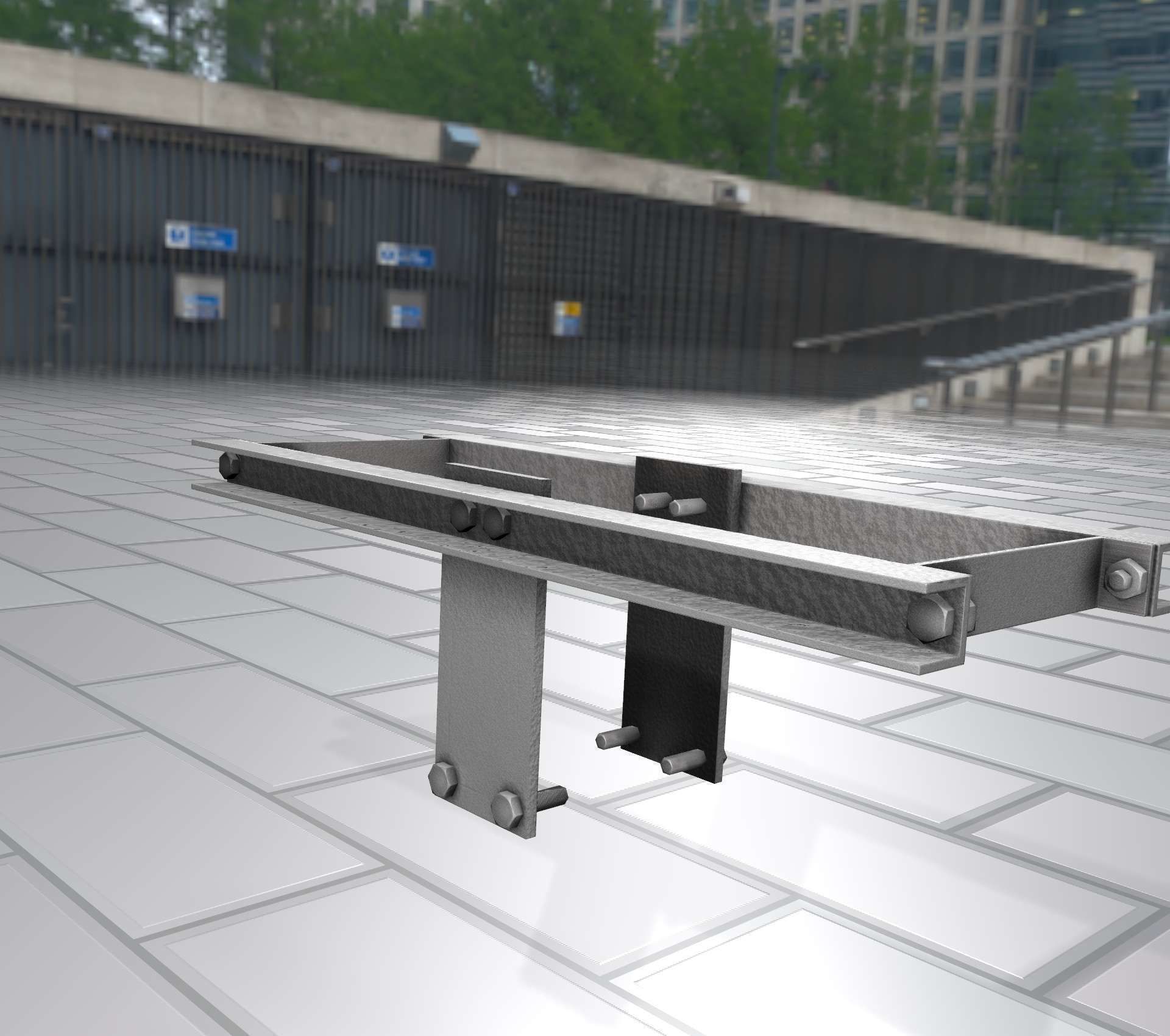 Concrete Power Pole Cross Connection 9 - Object 120 Low-poly 3D model_16