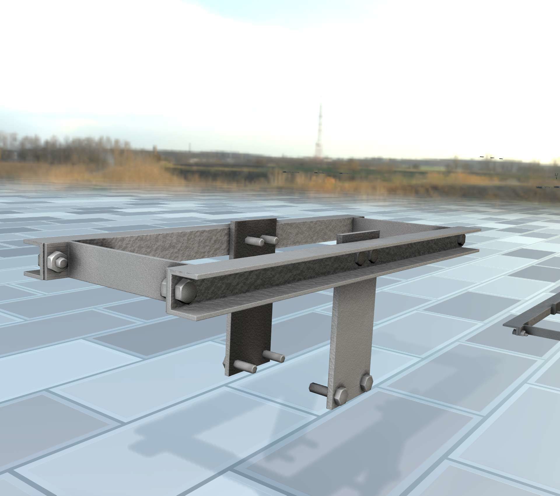 Concrete Power Pole Cross Connection 9 - Object 120 Low-poly 3D model_20