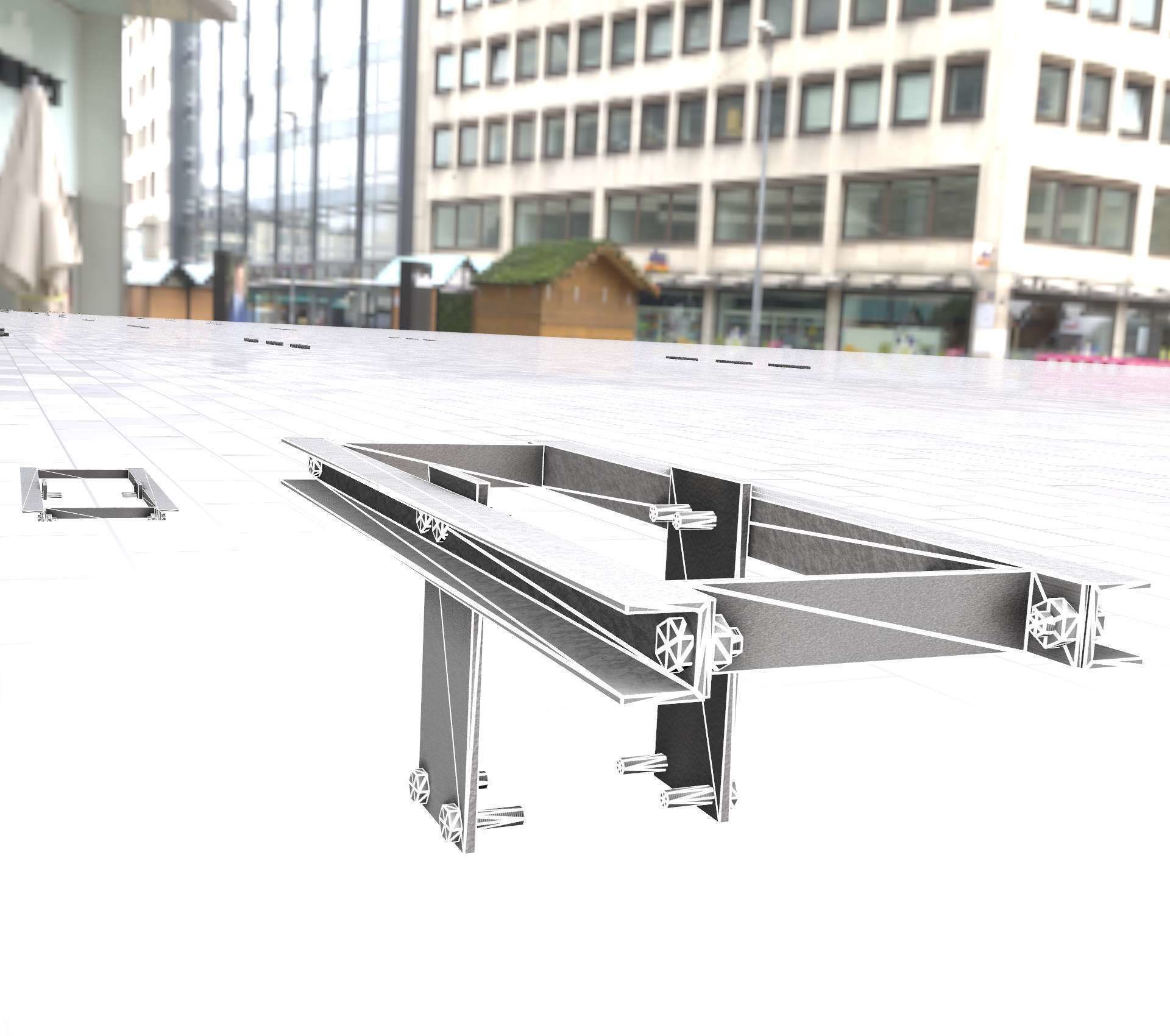 Concrete Power Pole Cross Connection 9 - Object 120 Low-poly 3D model_3