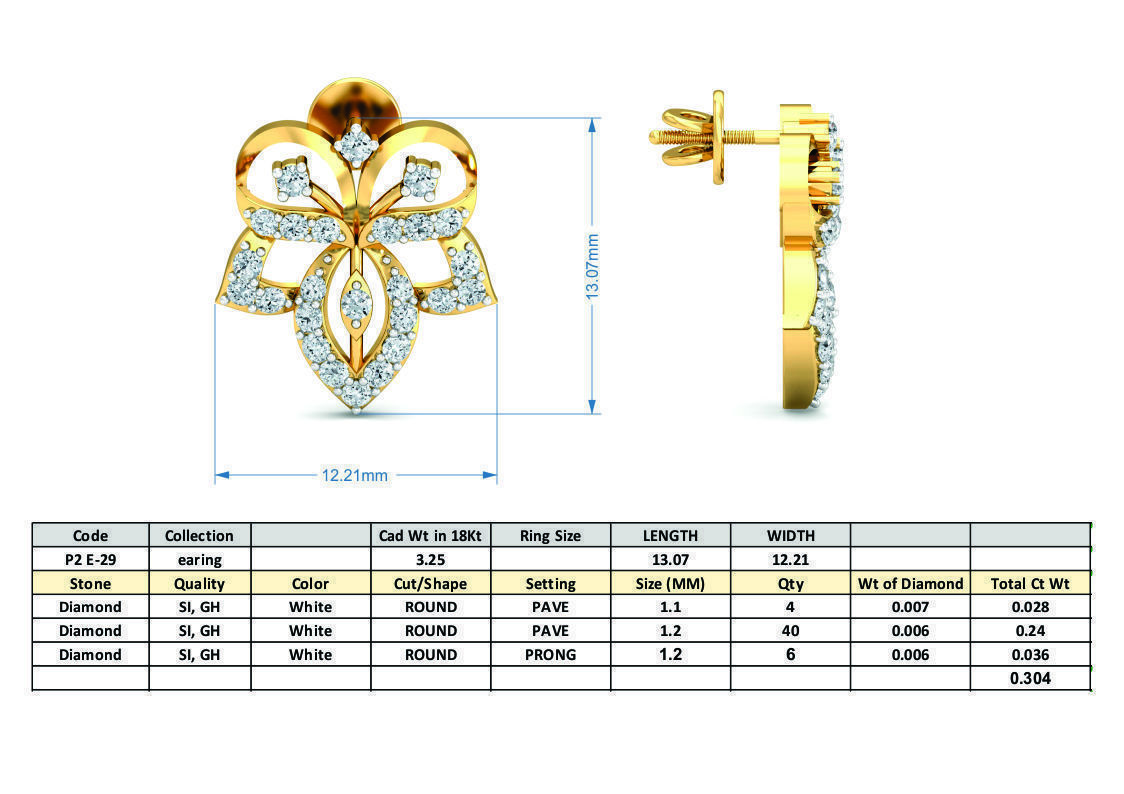 Women light earrings 3dm stl render detail 3D print model 3D print model_3