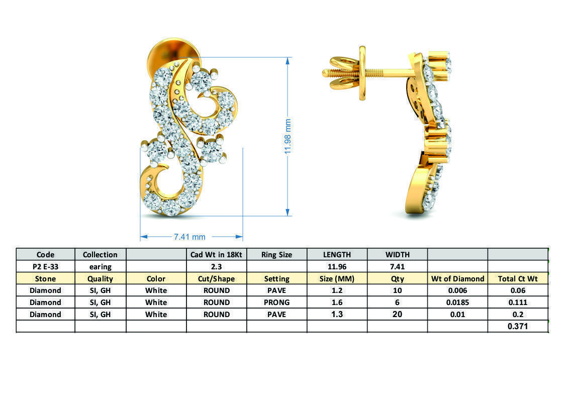 Women light earrings 3dm stl render detail 3D print model 3D print model_3