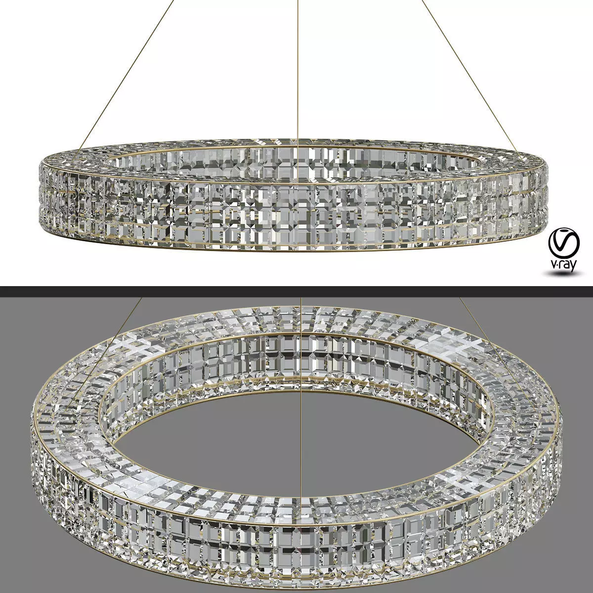 Crystal Halo Chandelier Restoration Hardware 3D model_0