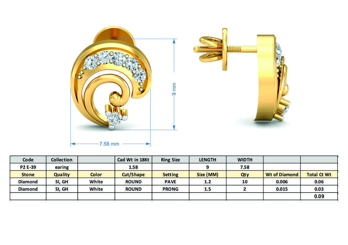Women light earrings 3dm stl render detail 3D print model 3D print model_3
