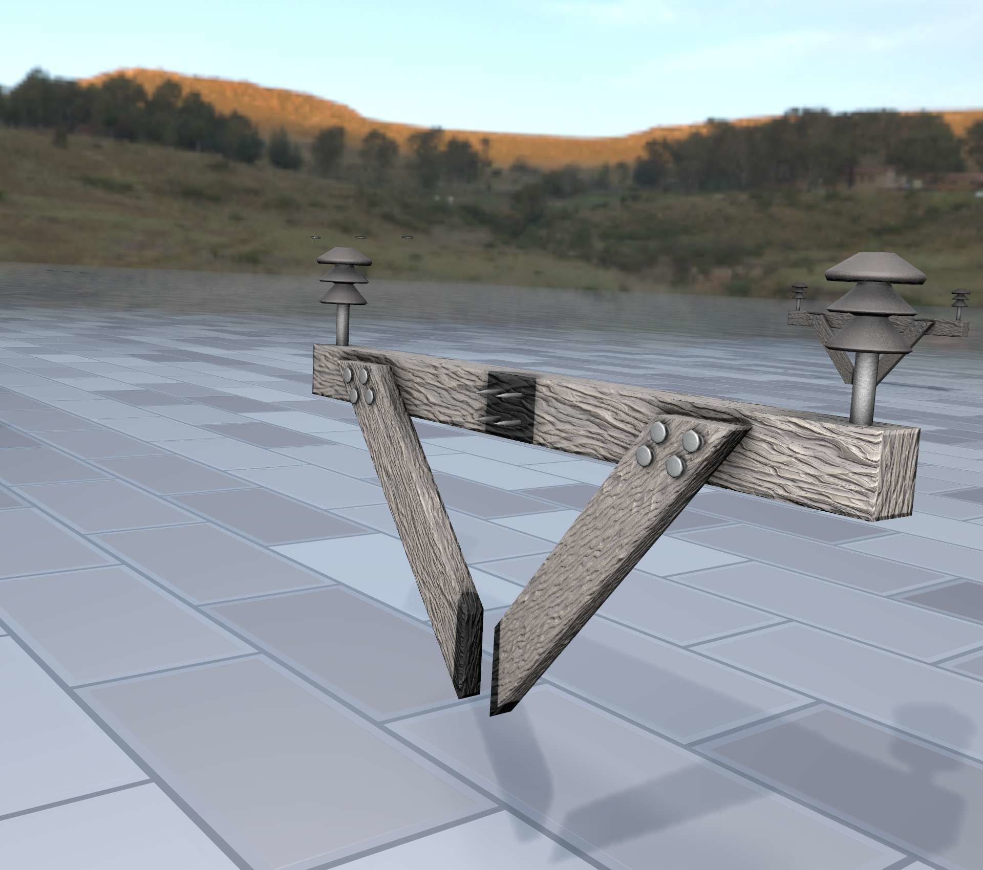 Wood Power Pole Cross Connection 4 - Object 123 Low-poly 3D model_46