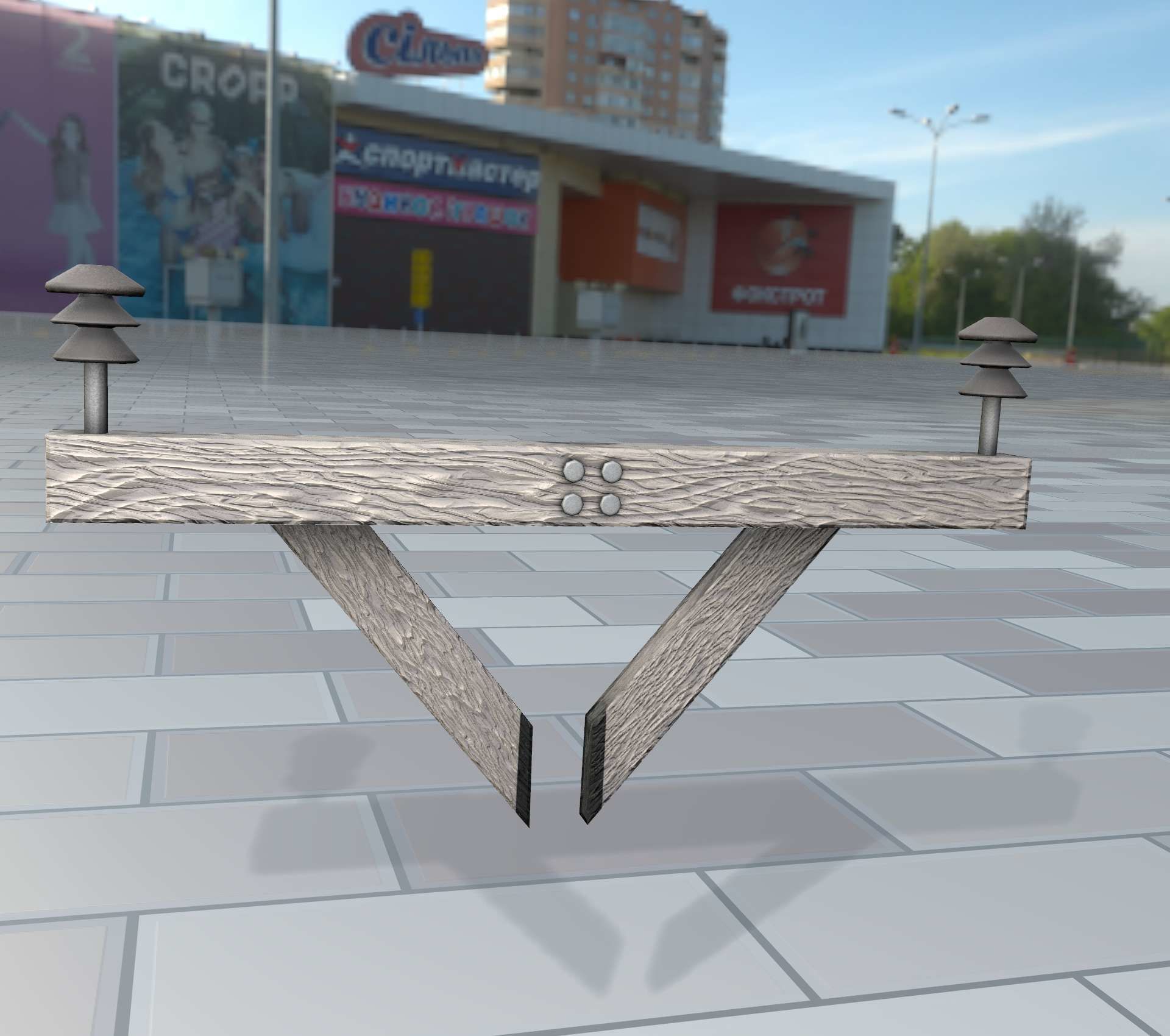 Wood Power Pole Cross Connection 4 - Object 123 Low-poly 3D model_30