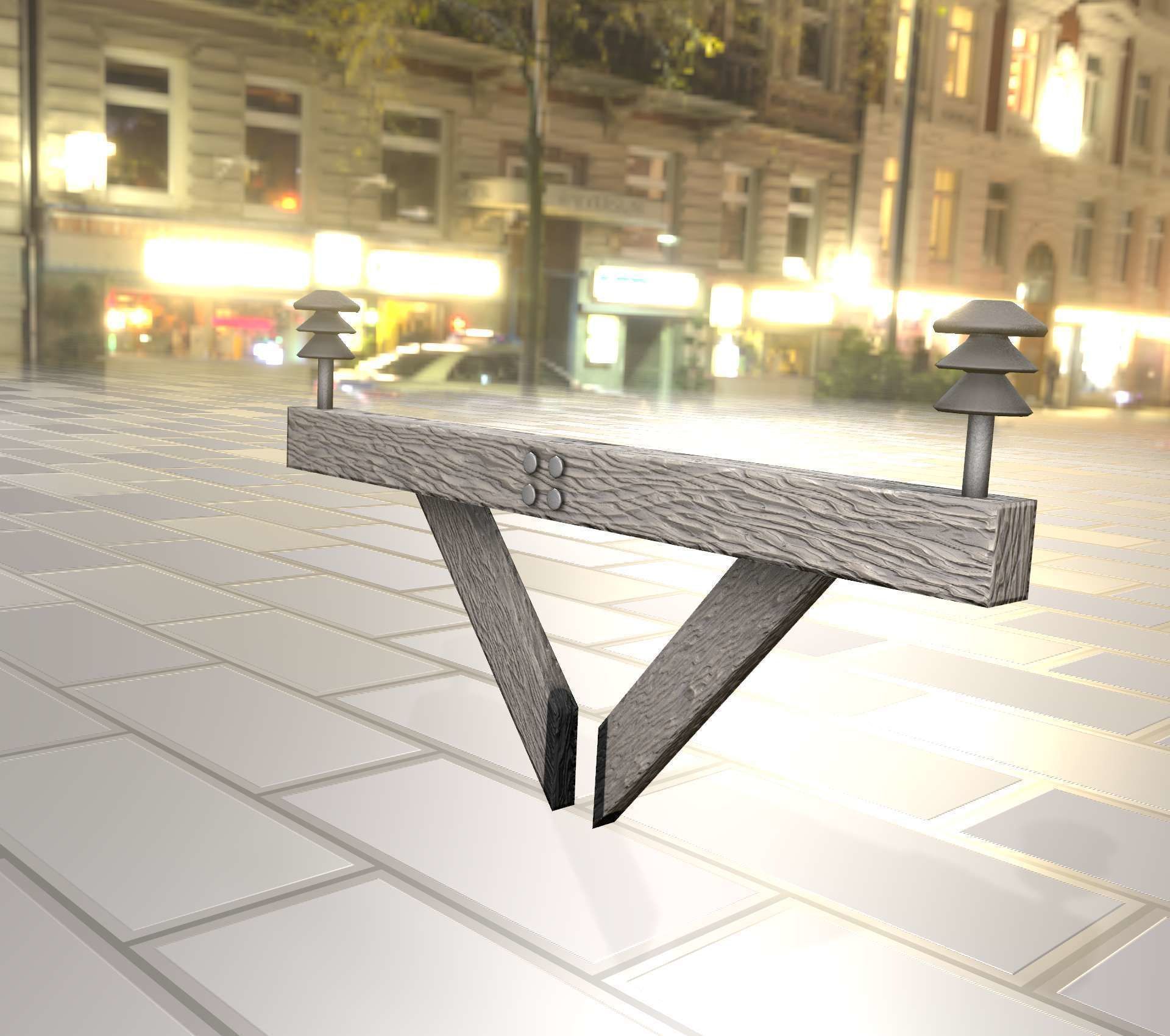 Wood Power Pole Cross Connection 4 - Object 123 Low-poly 3D model_33