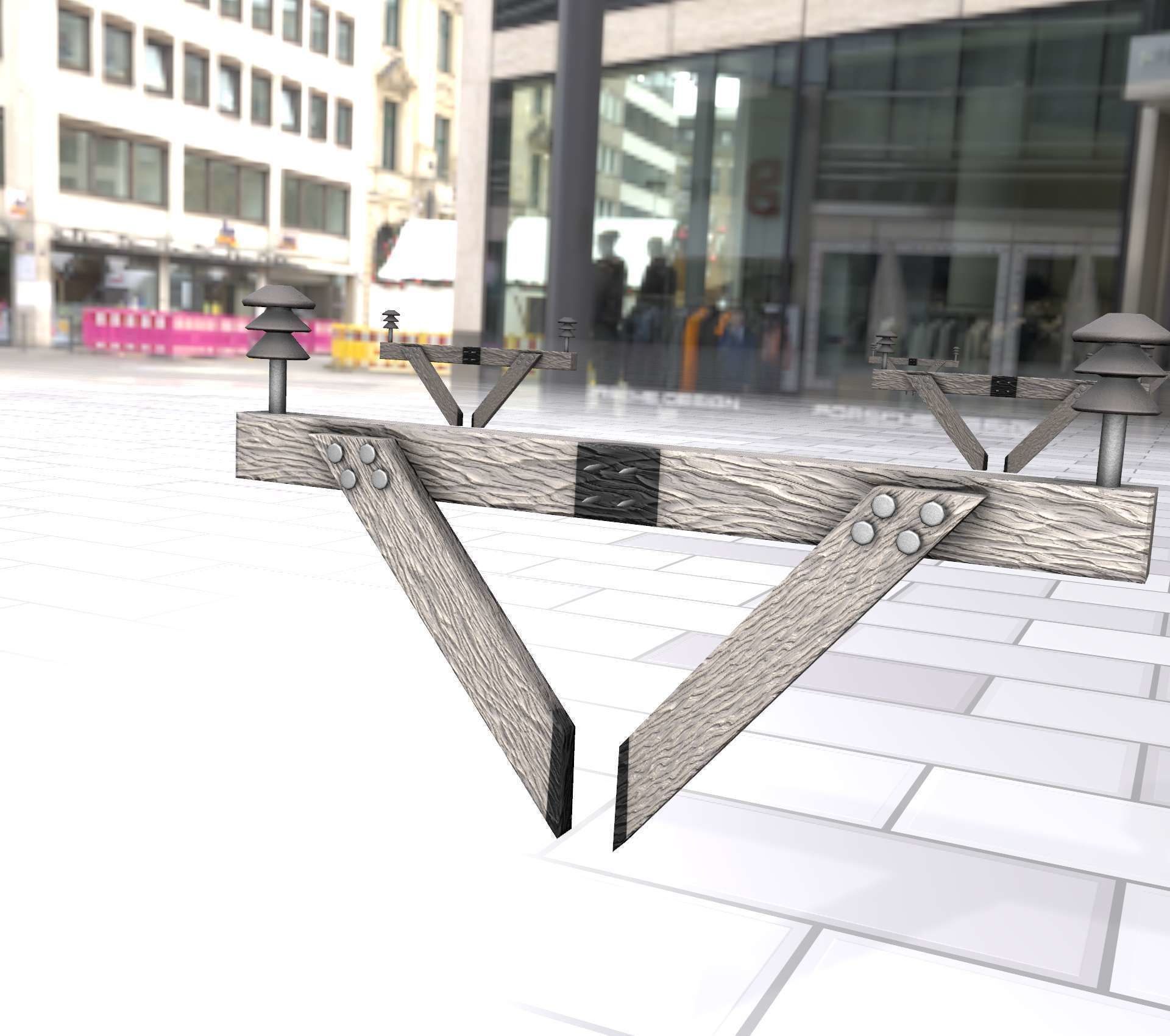 Wood Power Pole Cross Connection 4 - Object 123 Low-poly 3D model_43