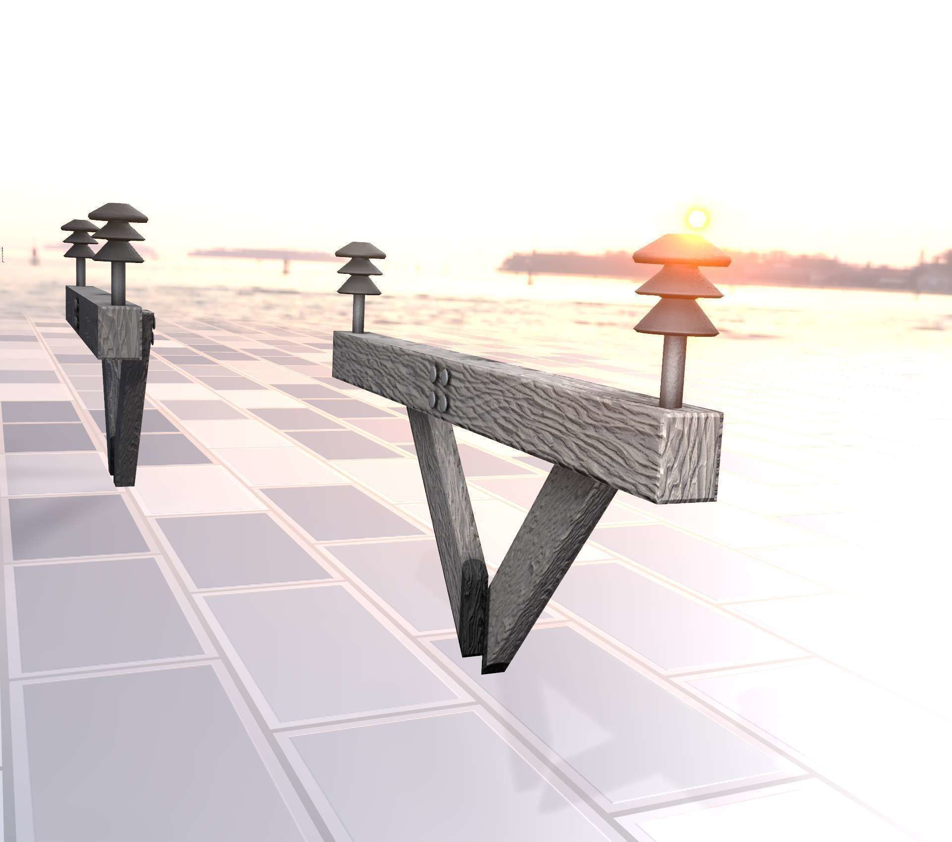 Wood Power Pole Cross Connection 4 - Object 123 Low-poly 3D model_17