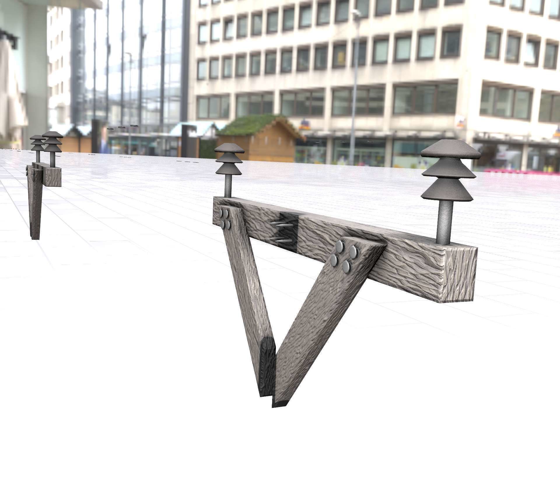 Wood Power Pole Cross Connection 4 - Object 123 Low-poly 3D model_49