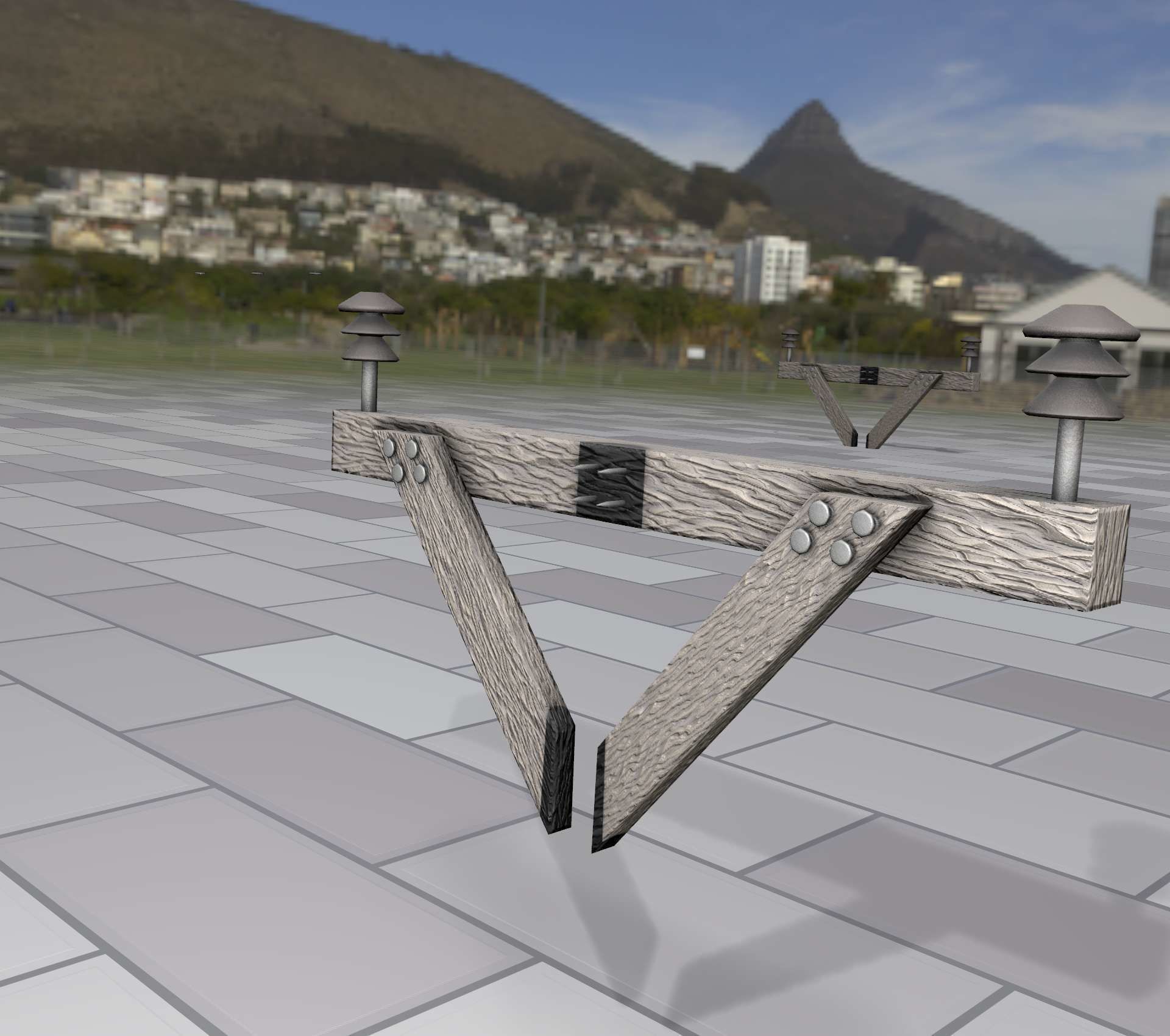 Wood Power Pole Cross Connection 4 - Object 123 Low-poly 3D model_45