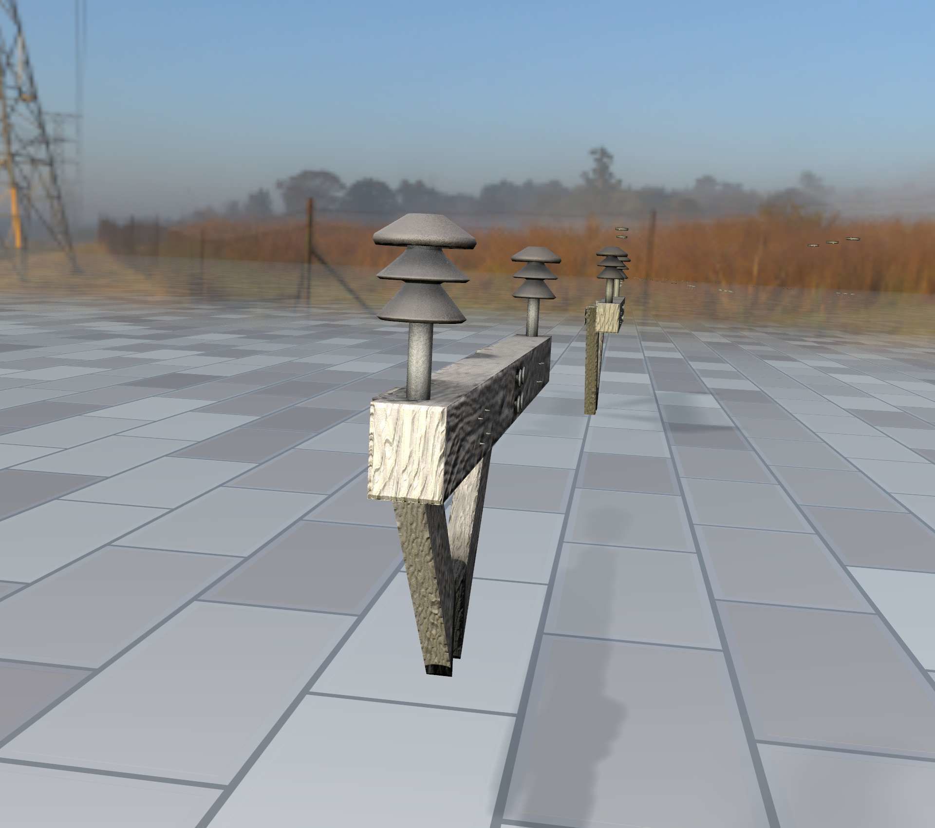 Wood Power Pole Cross Connection 4 - Object 123 Low-poly 3D model_27