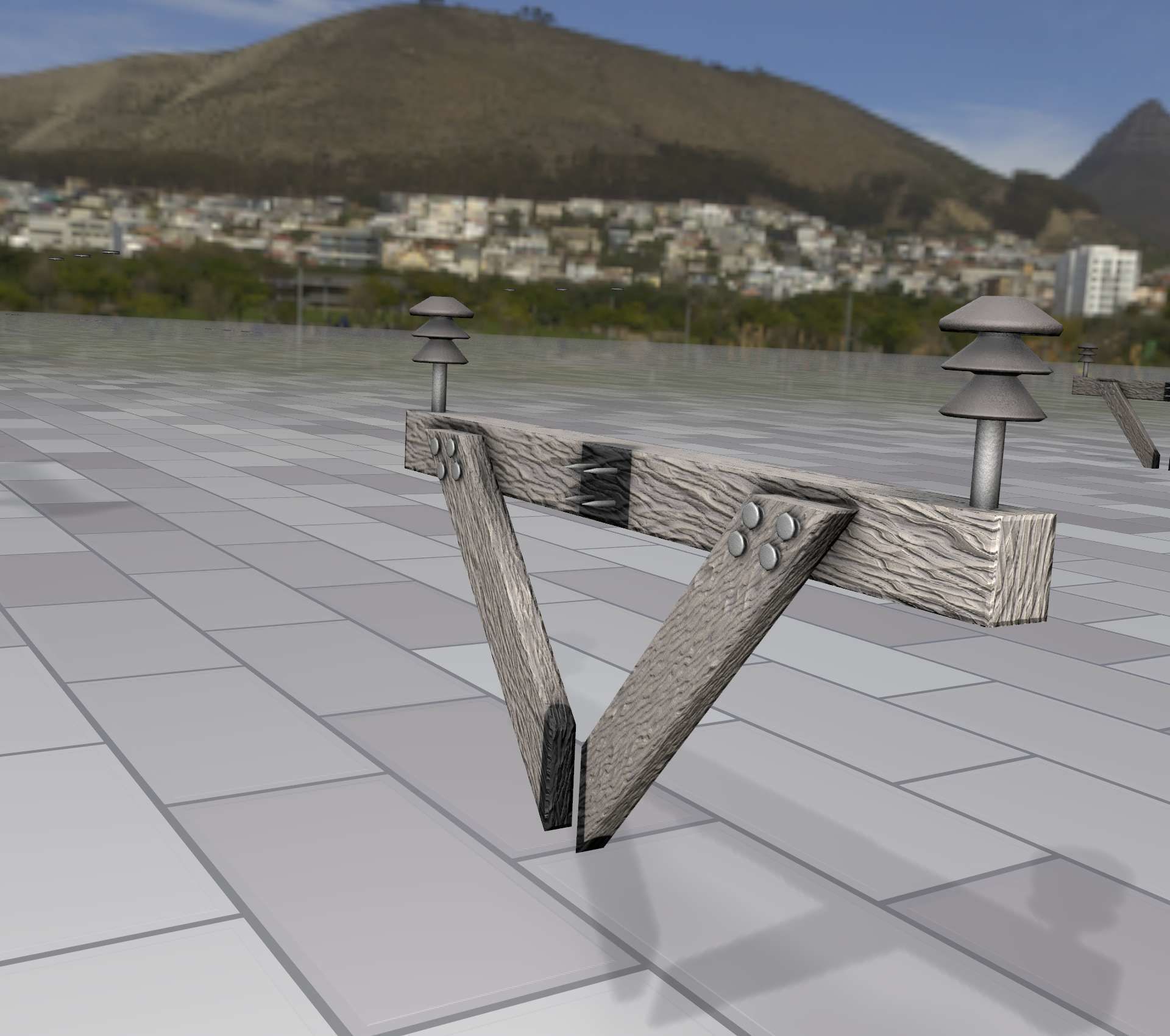 Wood Power Pole Cross Connection 4 - Object 123 Low-poly 3D model_47